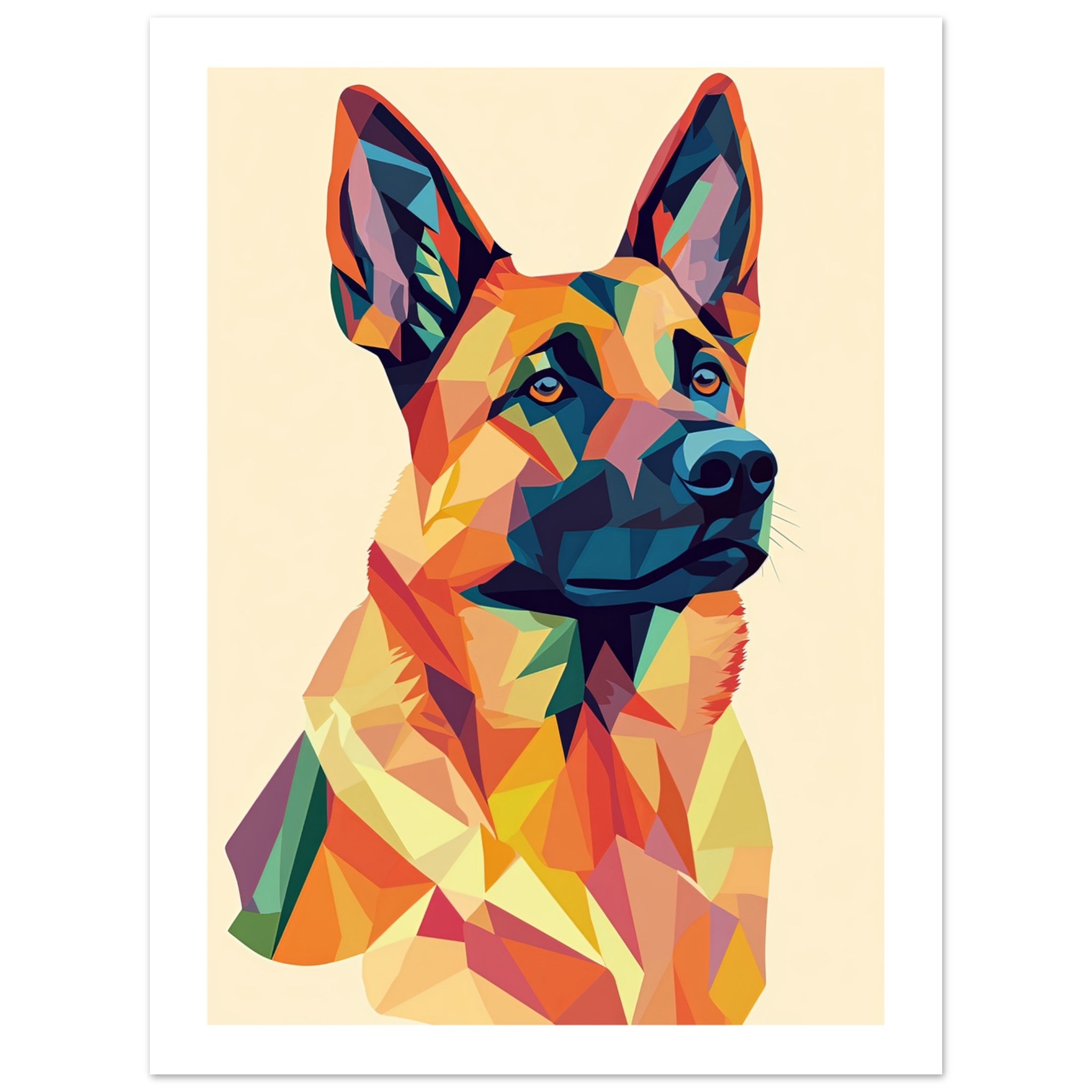 Belgian Malinois Dog Illustrated with Colorful Triangles