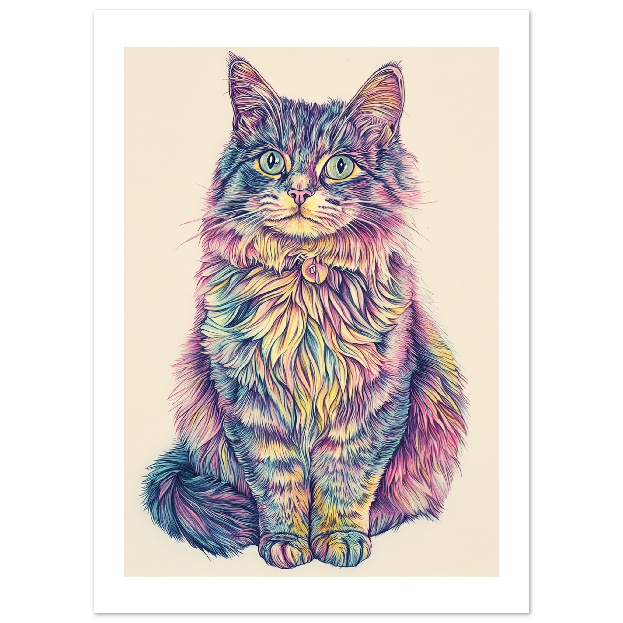 American Bobtail Cat Painted With Tone Pen