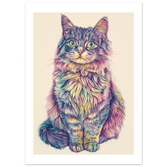 American Bobtail Cat Painted With Tone Pen