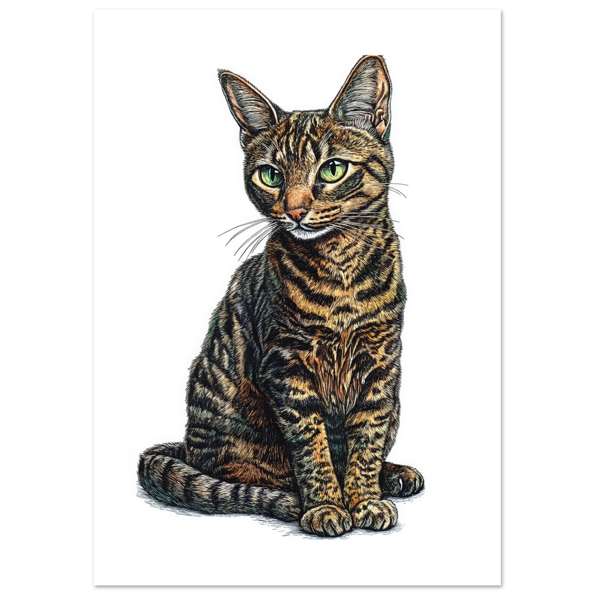 Bengal Cat Painted With Tone Pen