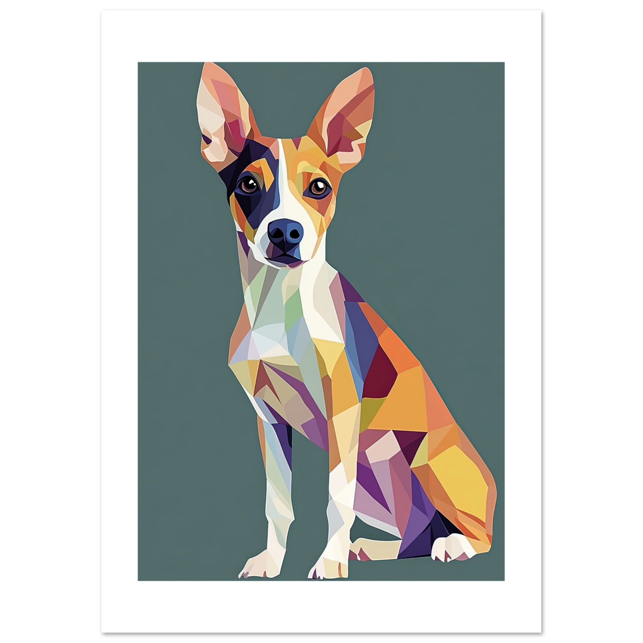 Basenji Dog Illustrated with Colorful Triangles 1