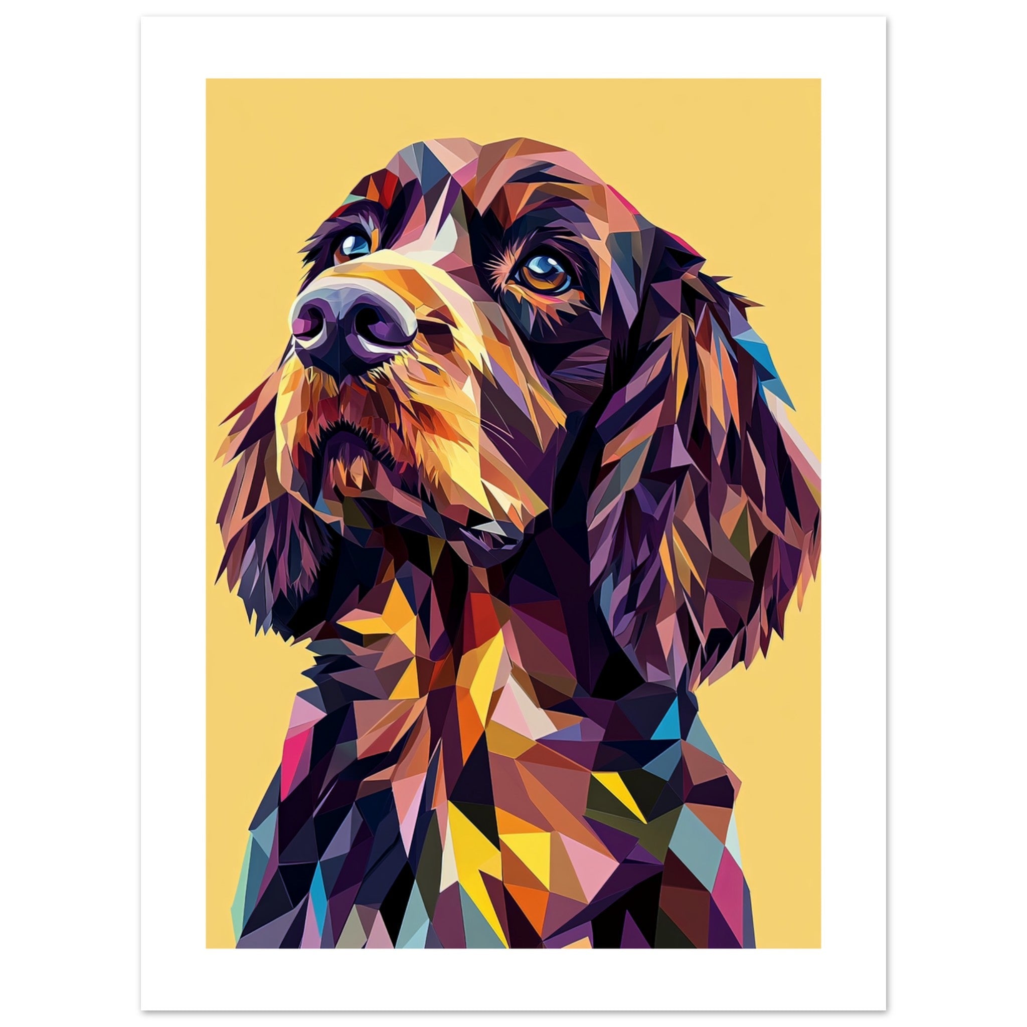 Boykin Spaniel Dog Illustrated with Colorful Triangles 3