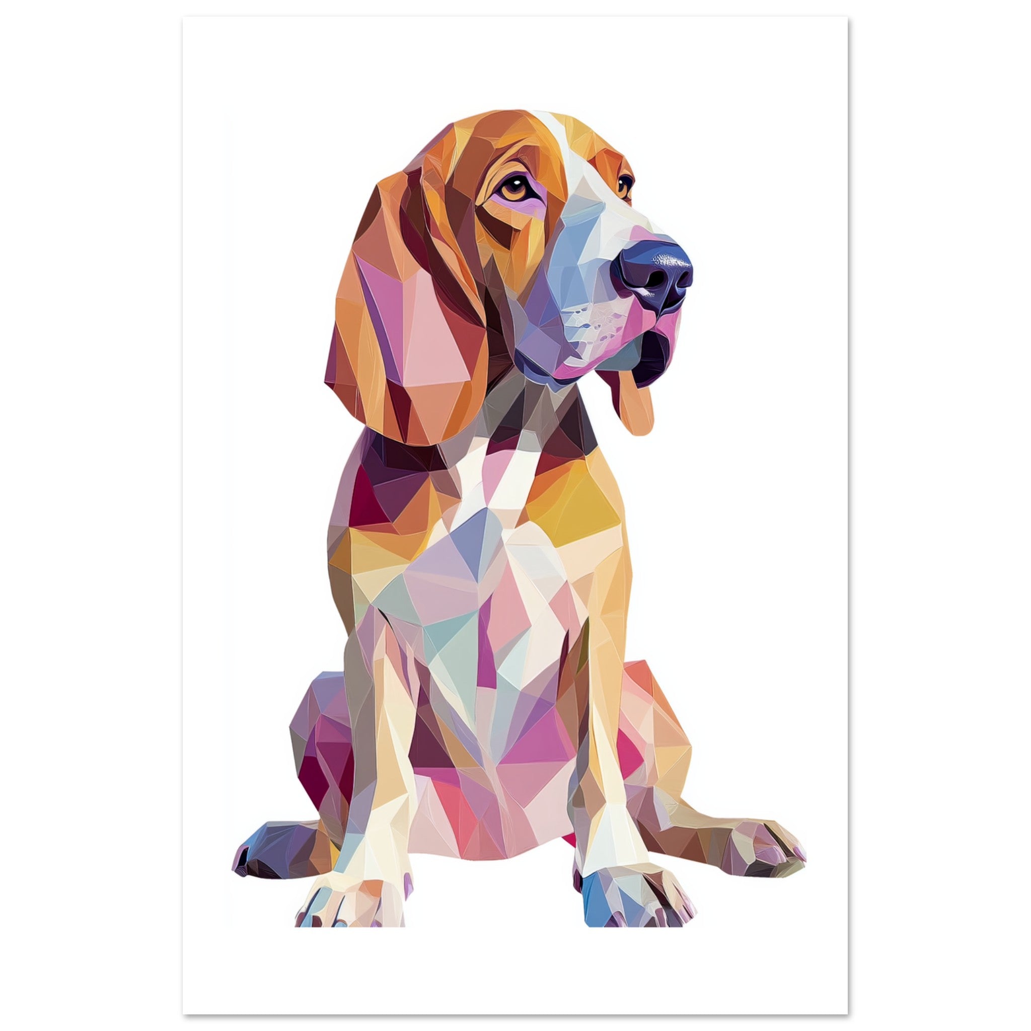 Bloodhound Dog Illustrated with Colorful Triangles