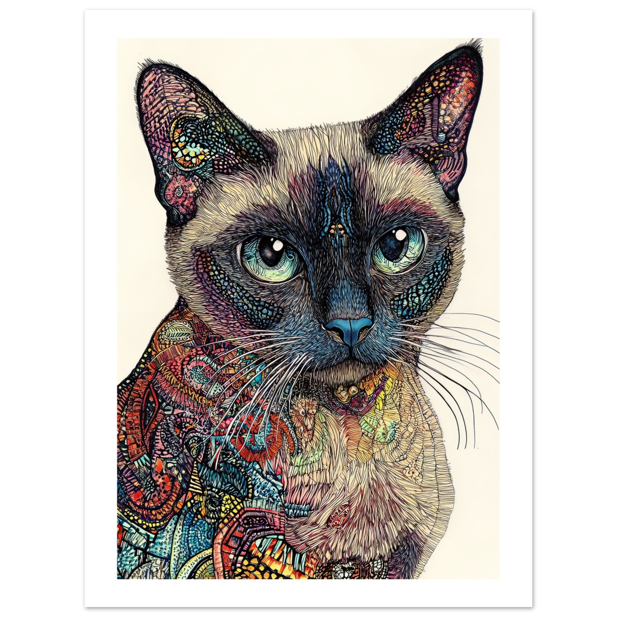 Burmese Cat Painted With Tone Pen 2