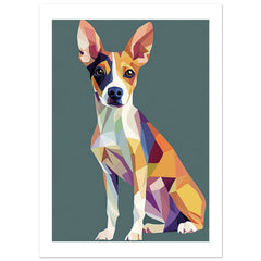 Basenji Dog Illustrated with Colorful Triangles 1