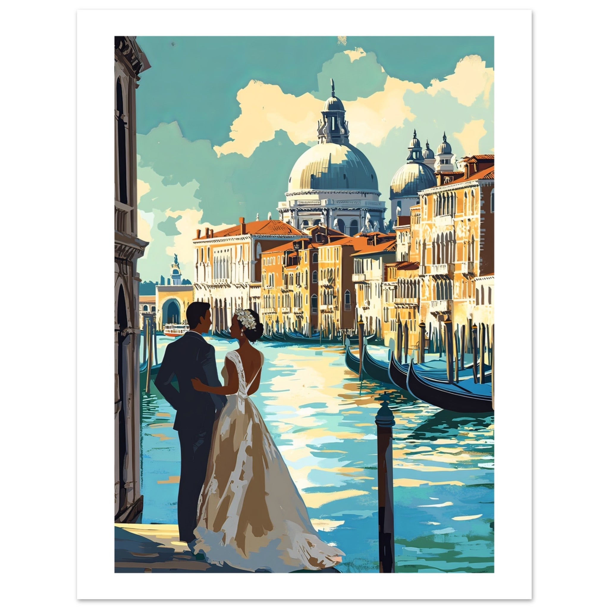 A wedding couple infront of Venice