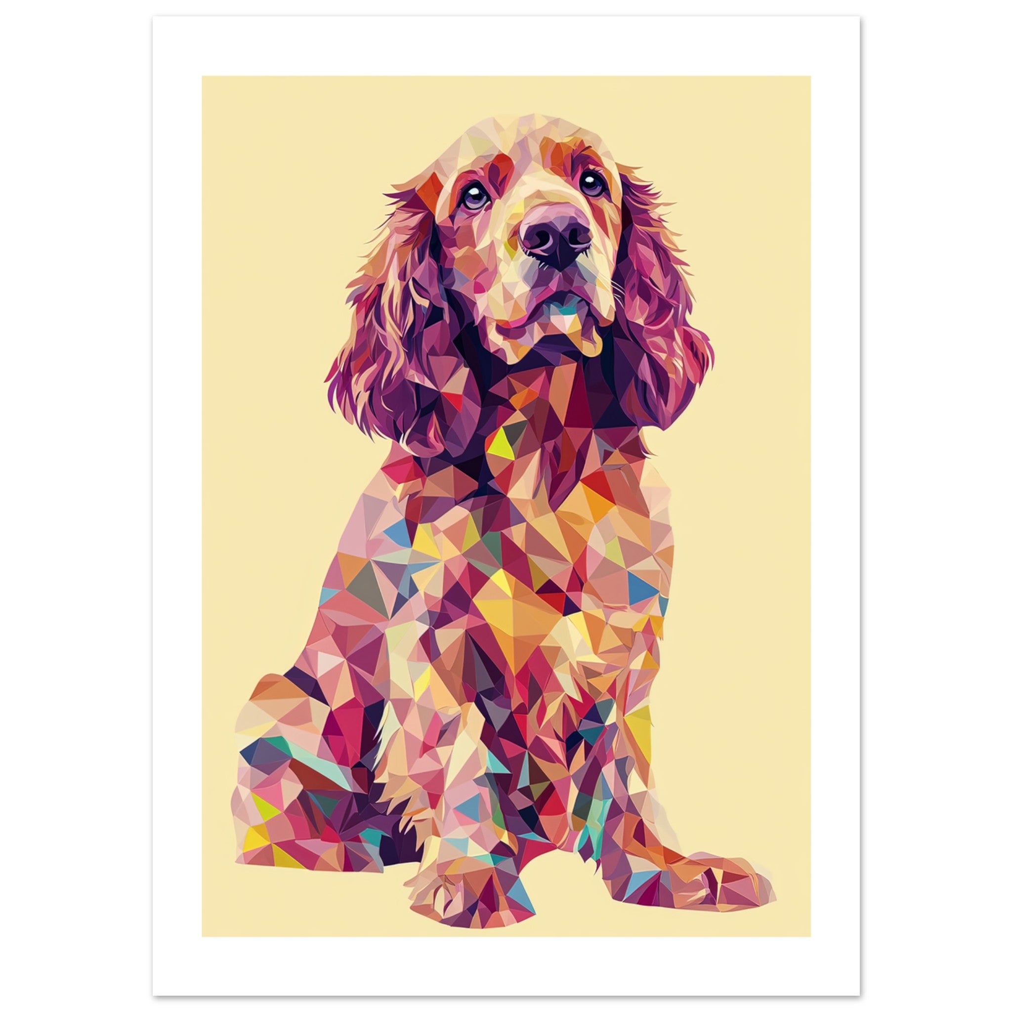 American Water Dog Illustrated with Colorful Triangles 5