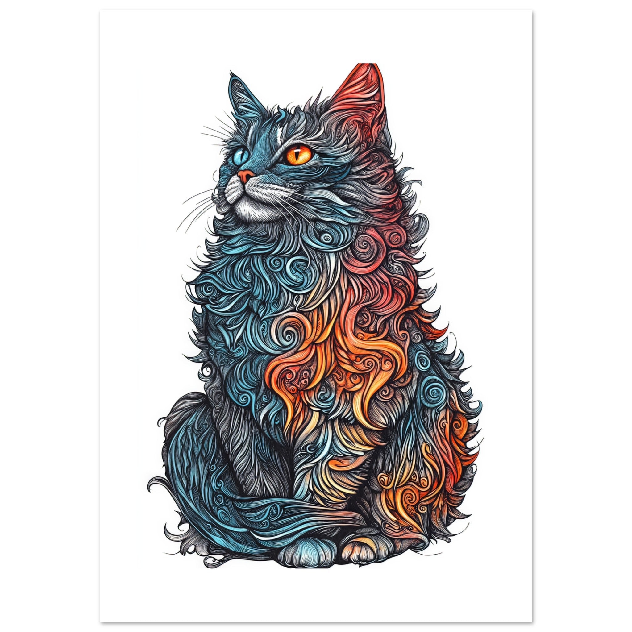 American Curl Cat Painted With Tone Pen