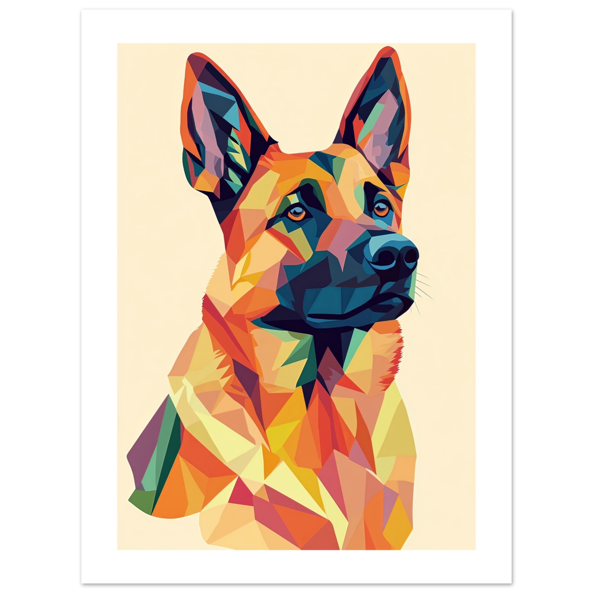 Belgian Malinois Dog Illustrated with Colorful Triangles