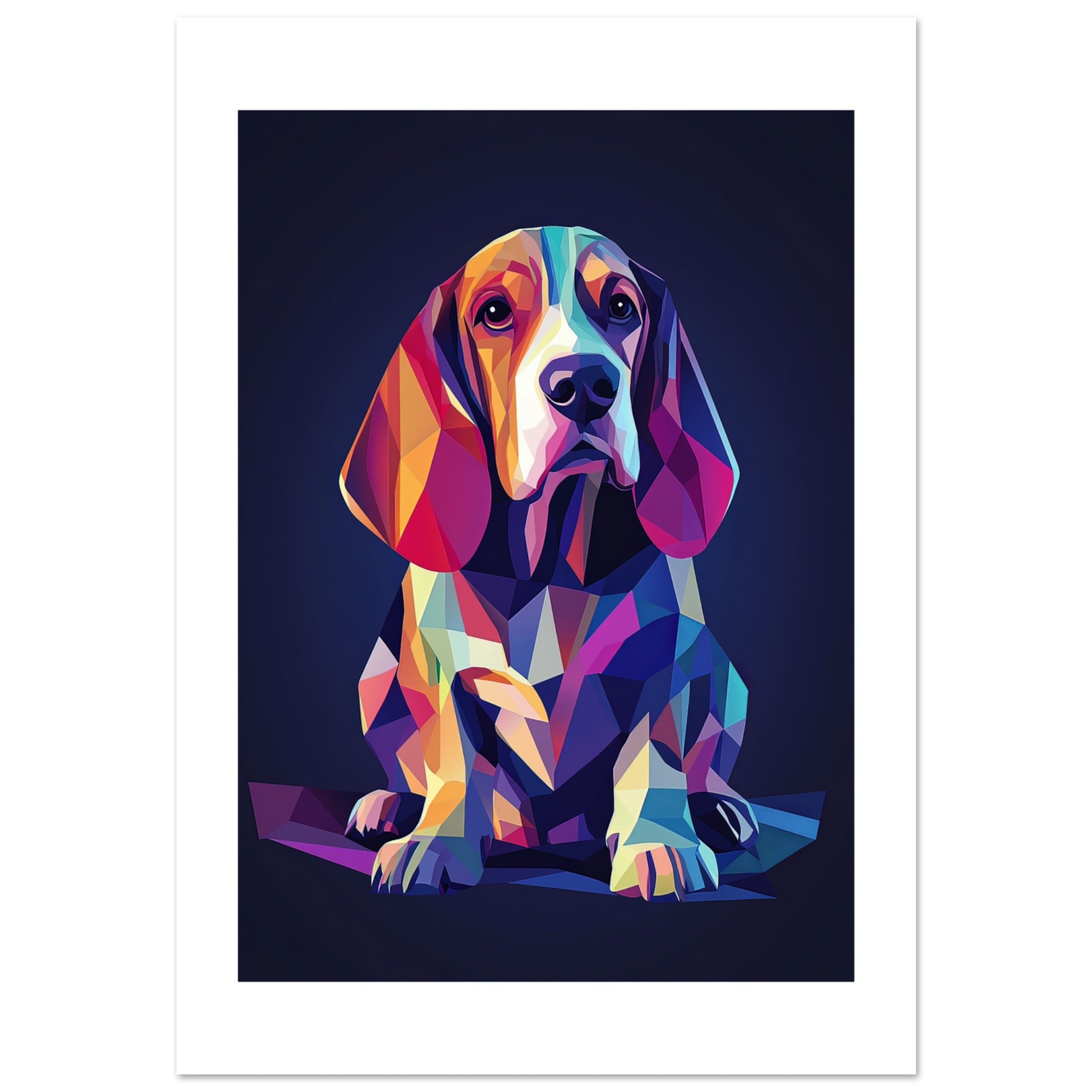 Basset Hound Dog Illustrated with Colorful Triangles 3