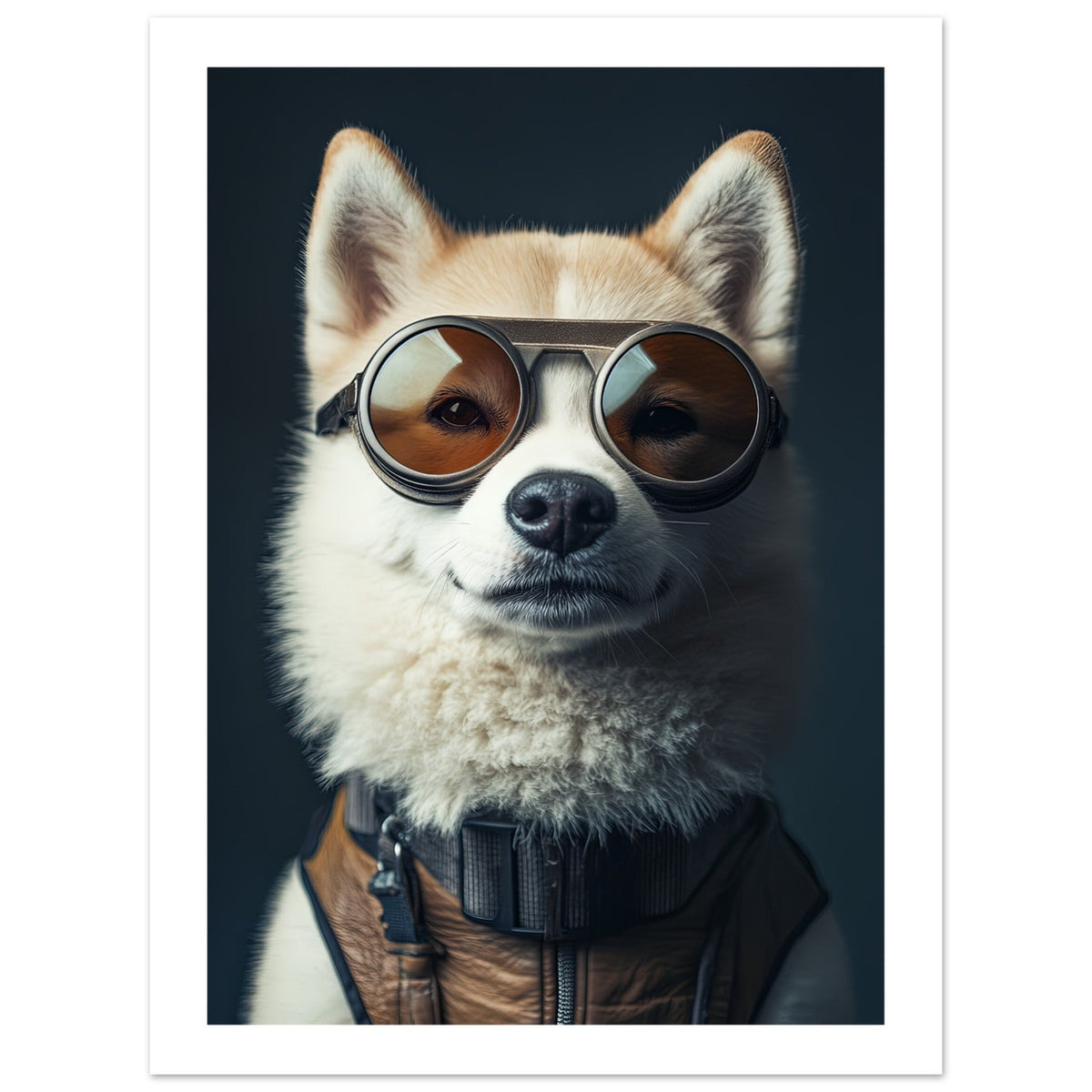 Akita Dog Wearing Pilot Sunglasses 1