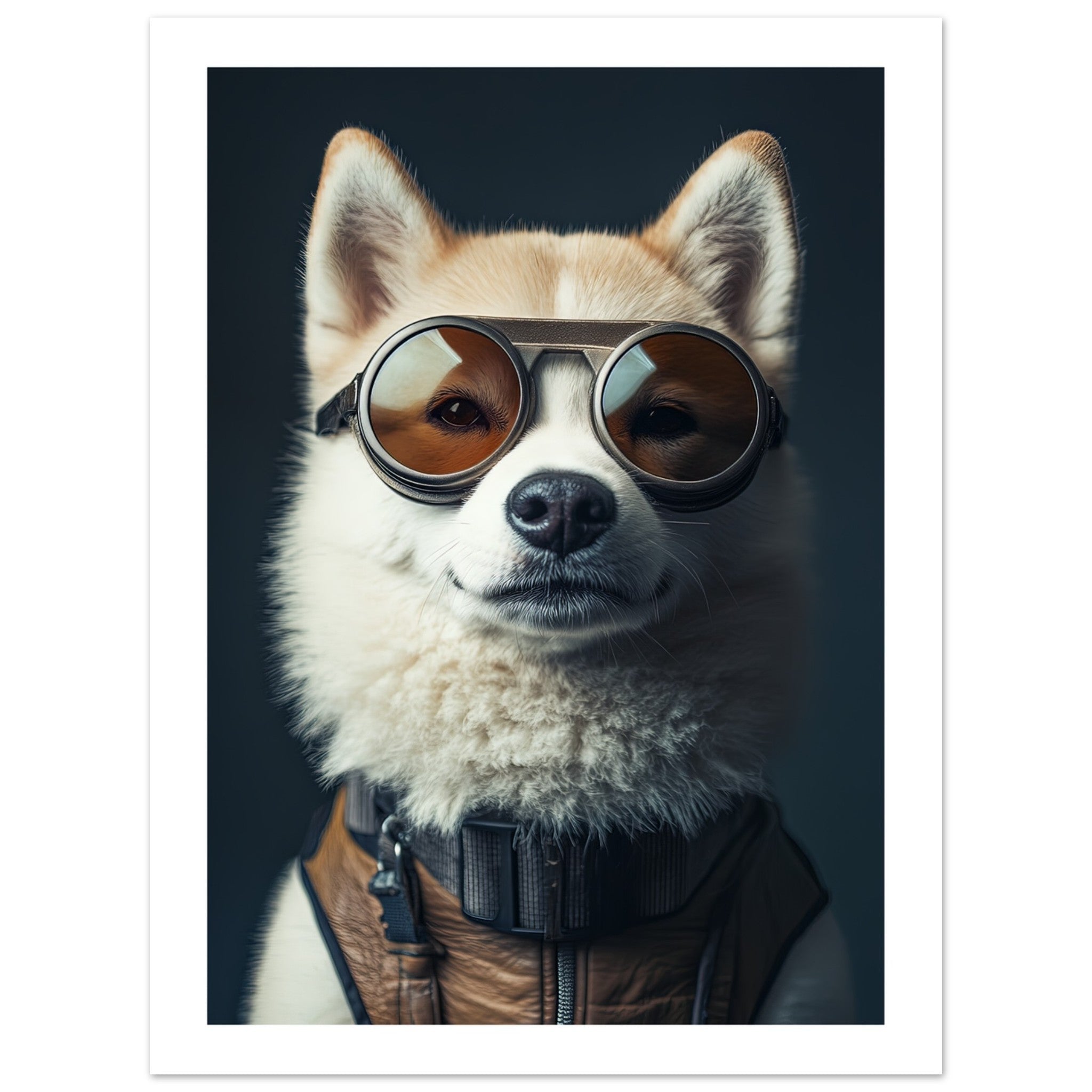 Akita Dog Wearing Pilot Sunglasses 1