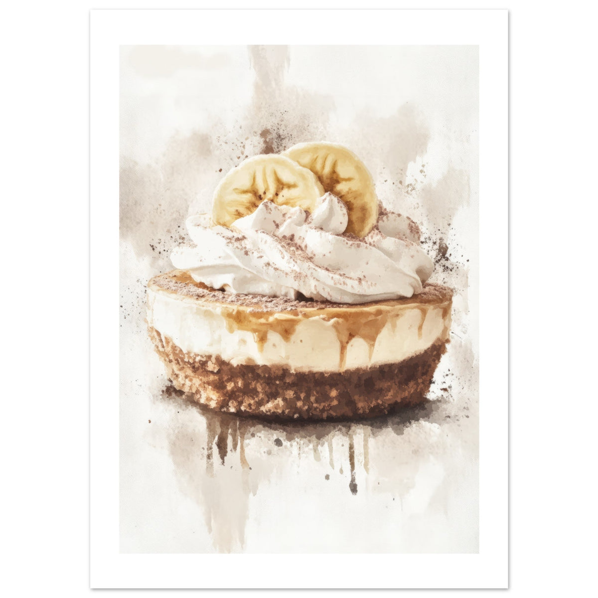 Banoffee Pie Watercolor Painting Wall Art 1