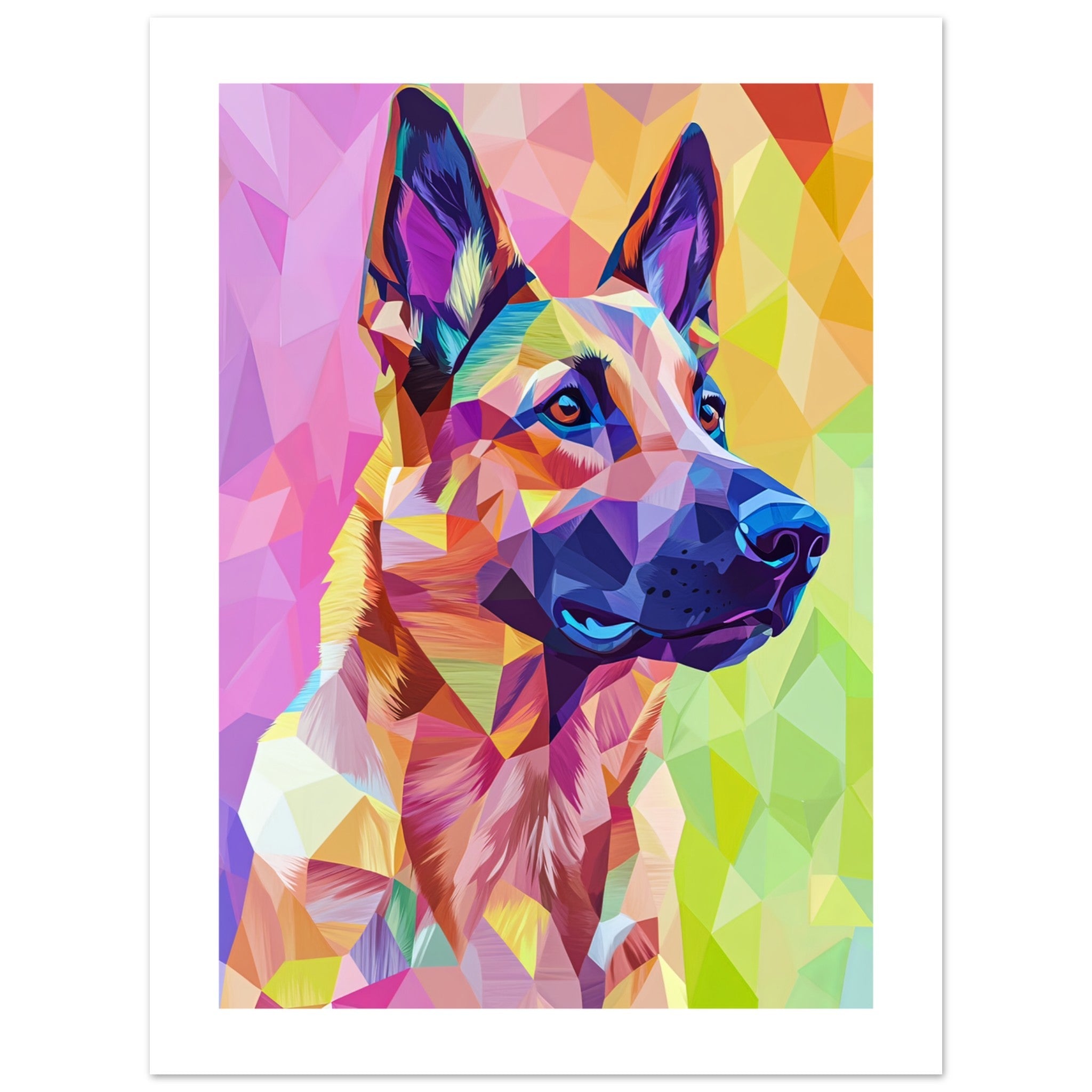 Belgian Malinois Dog Illustrated with Colorful Triangles 1