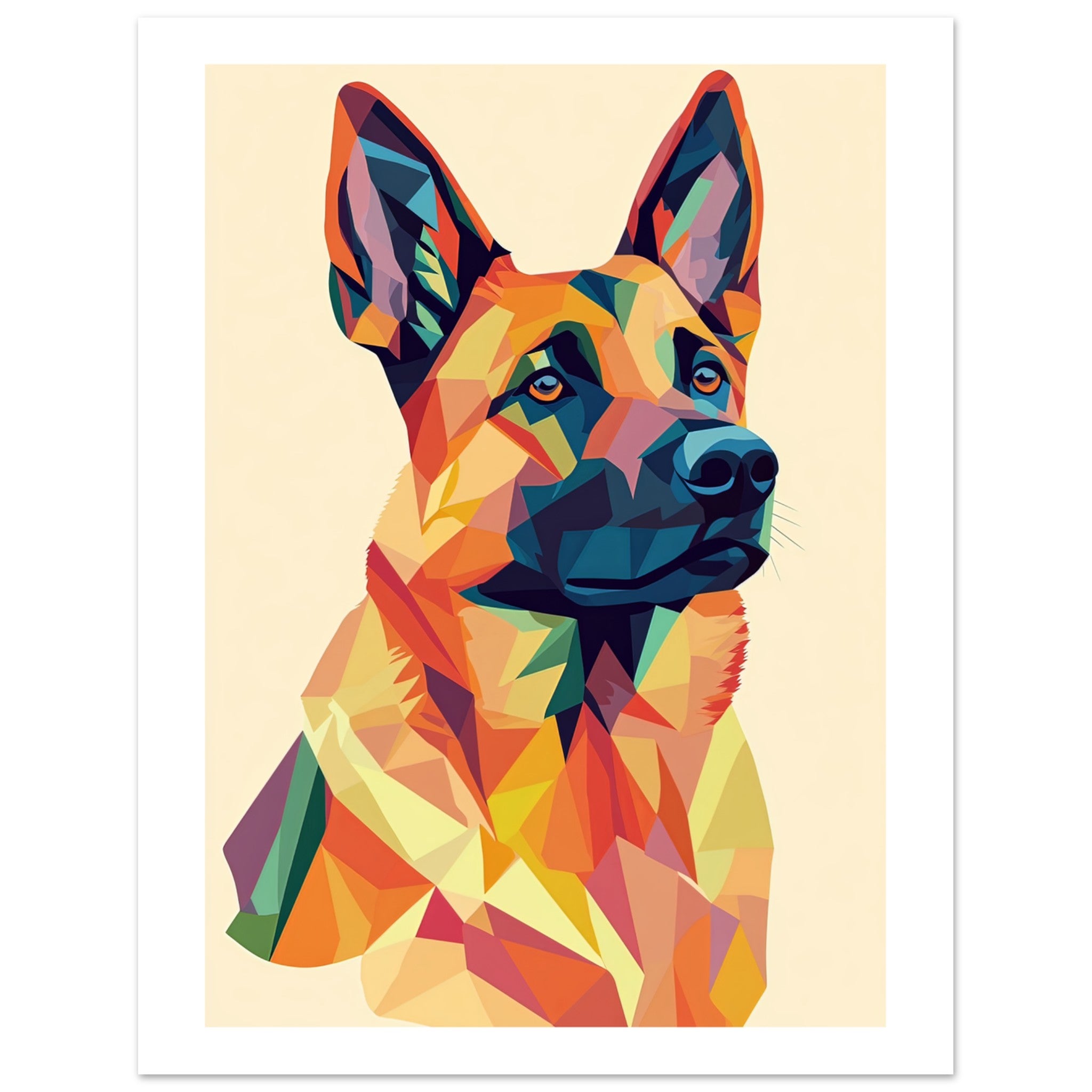 Belgian Malinois Dog Illustrated with Colorful Triangles