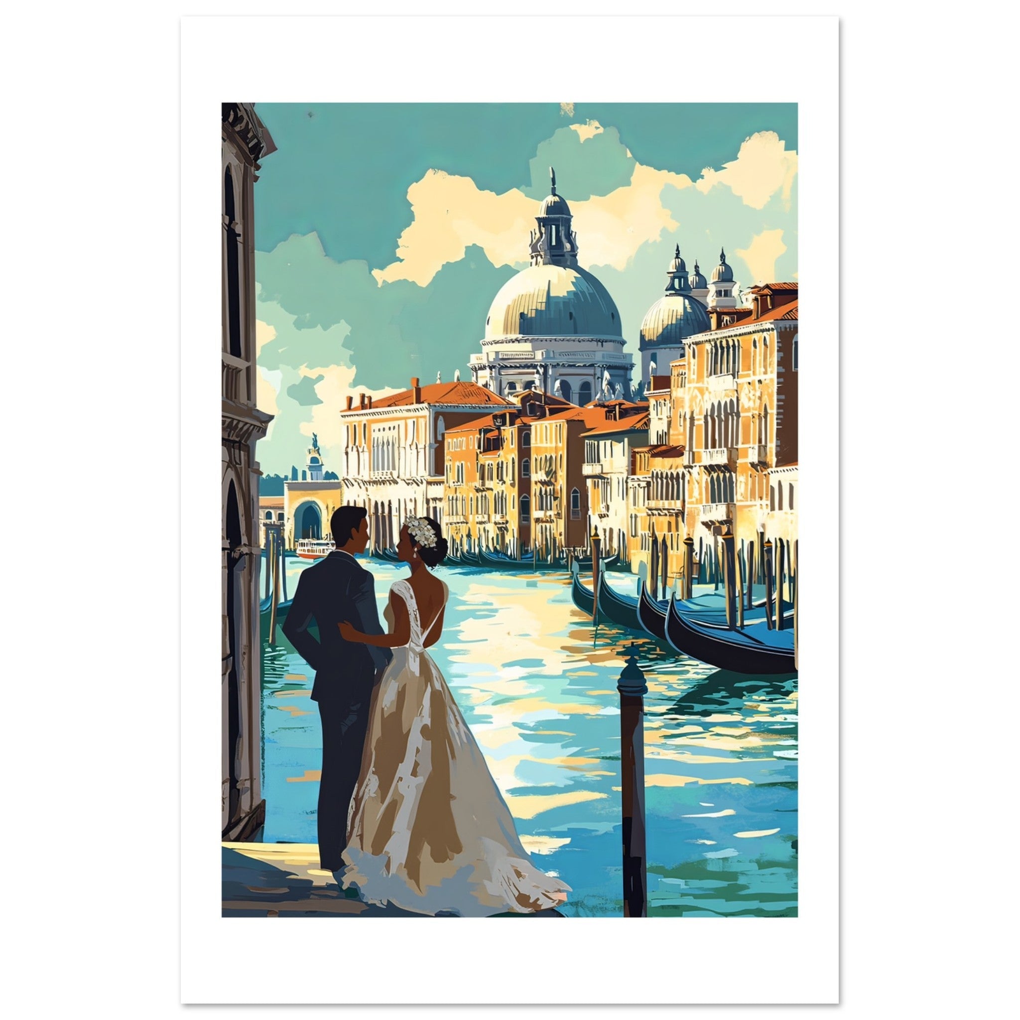 A wedding couple infront of Venice