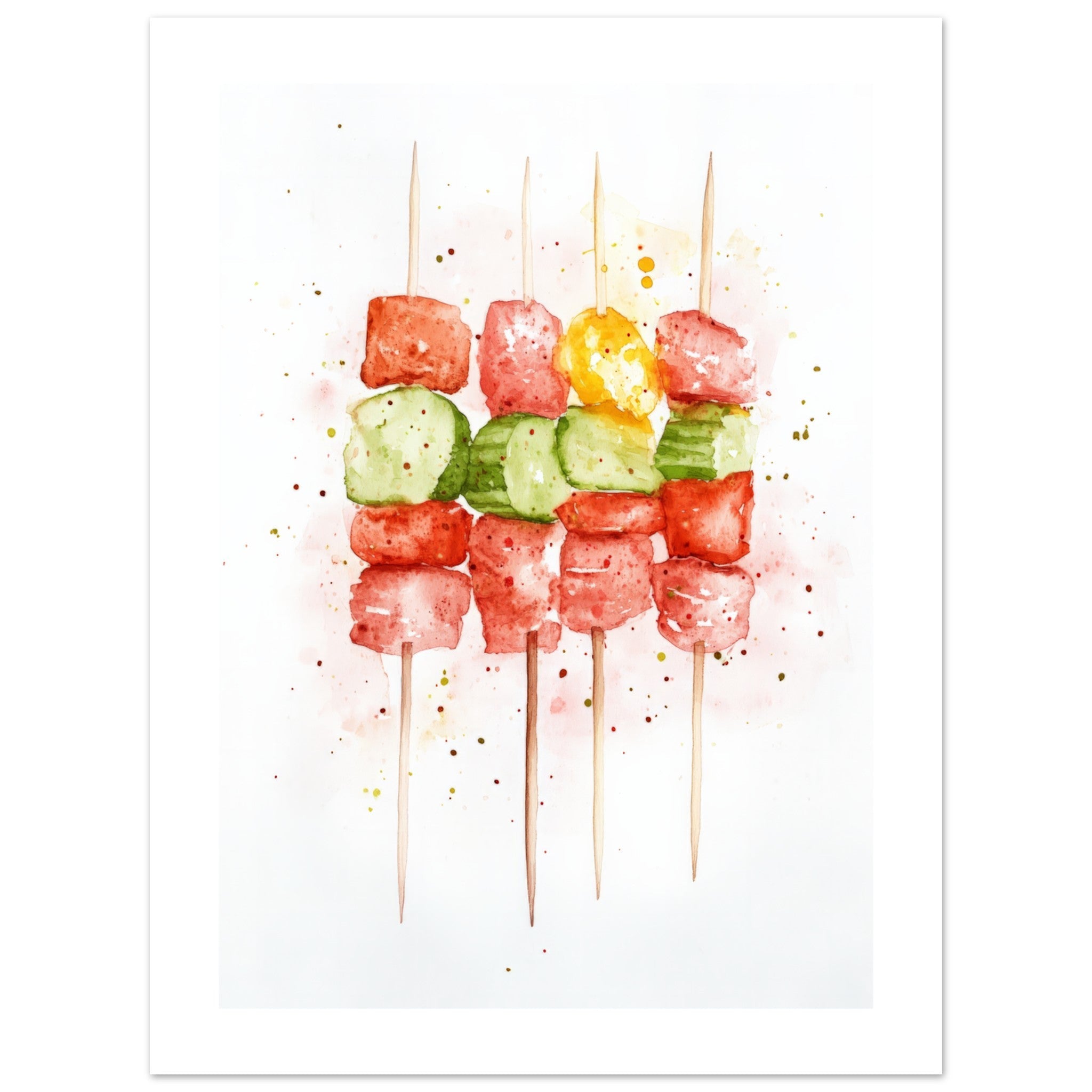 Antipasto Skewers Watercolor Painting Wall Art 2
