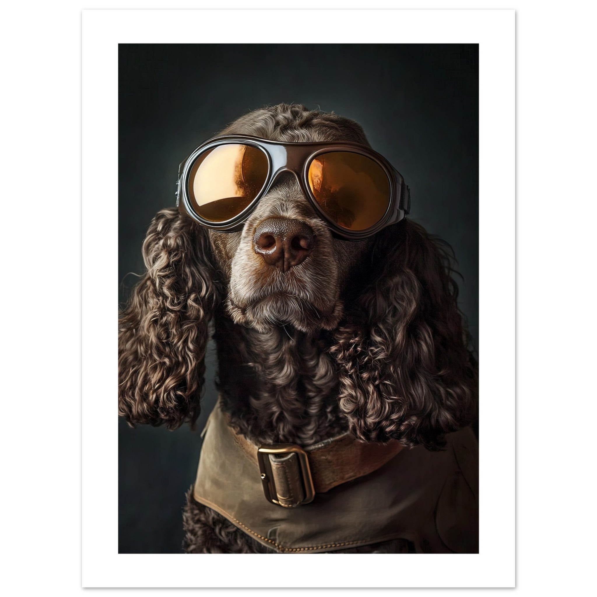 American Water Dog Wearing Pilot Sunglasses