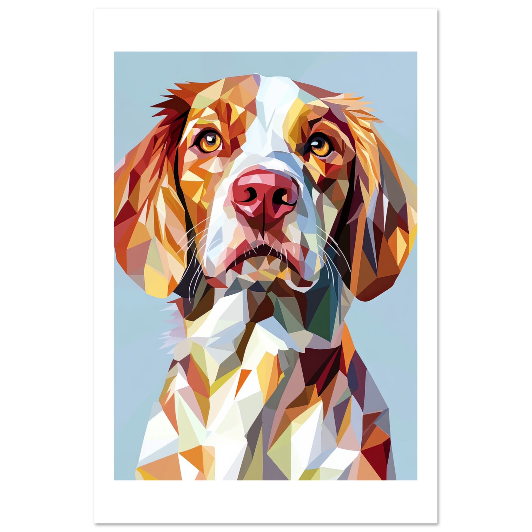 Brittany Spaniel Dog Illustrated with Colorful Triangles 1