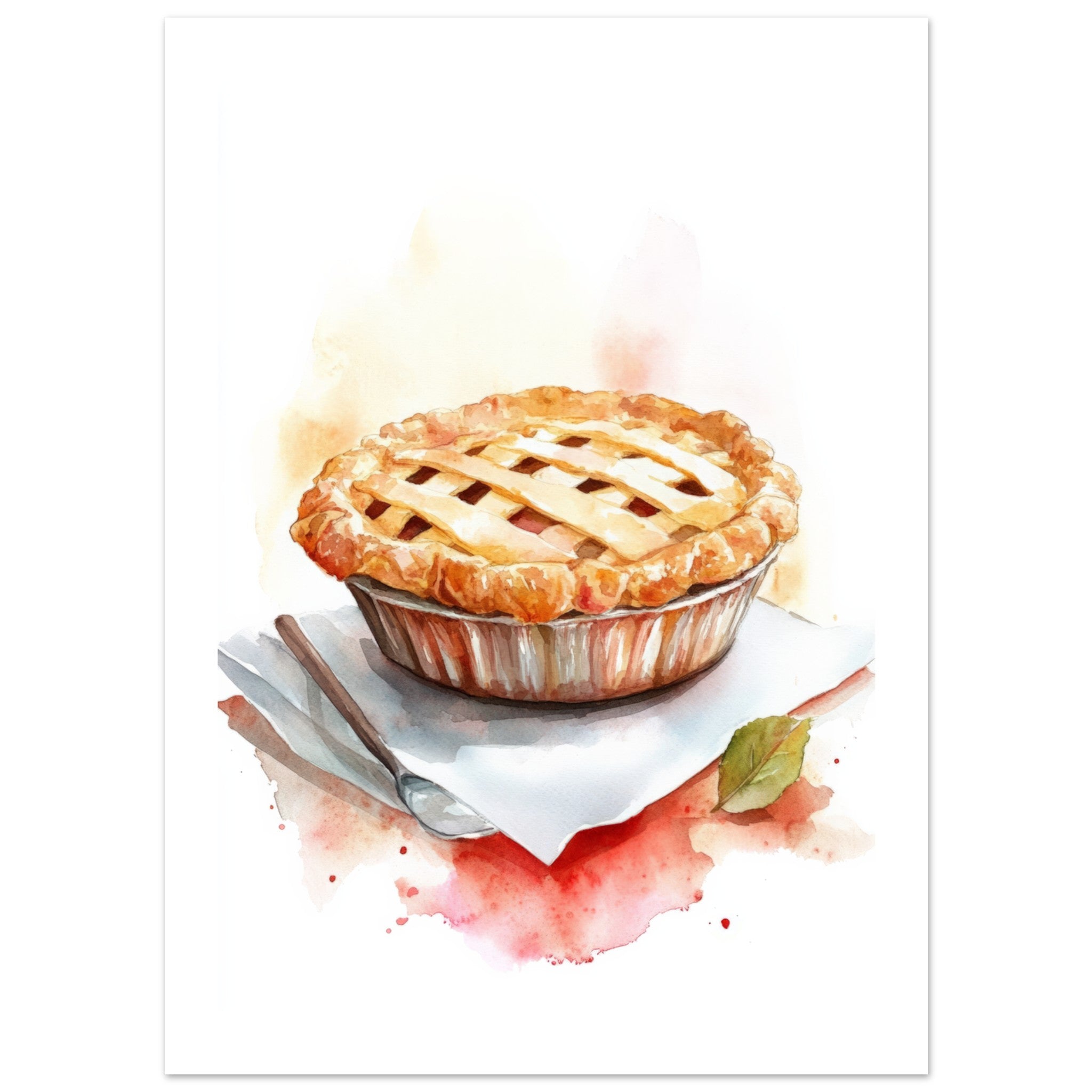 Apple Pie Watercolor Painting Wall Art