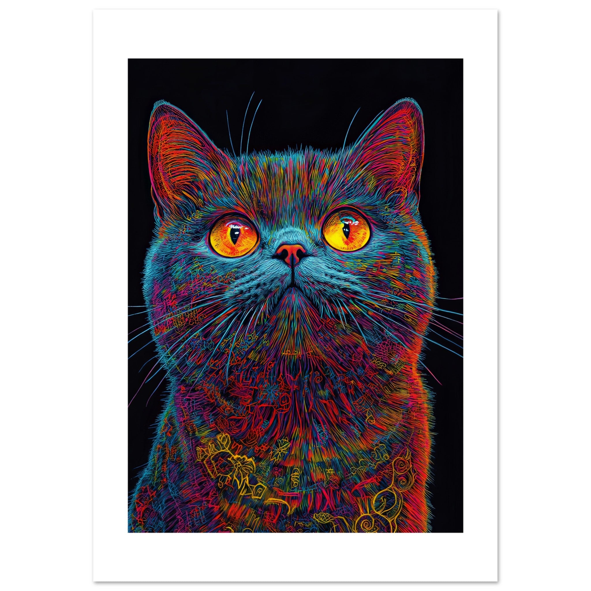 British Shorthair Cat Painted With Tone Pen