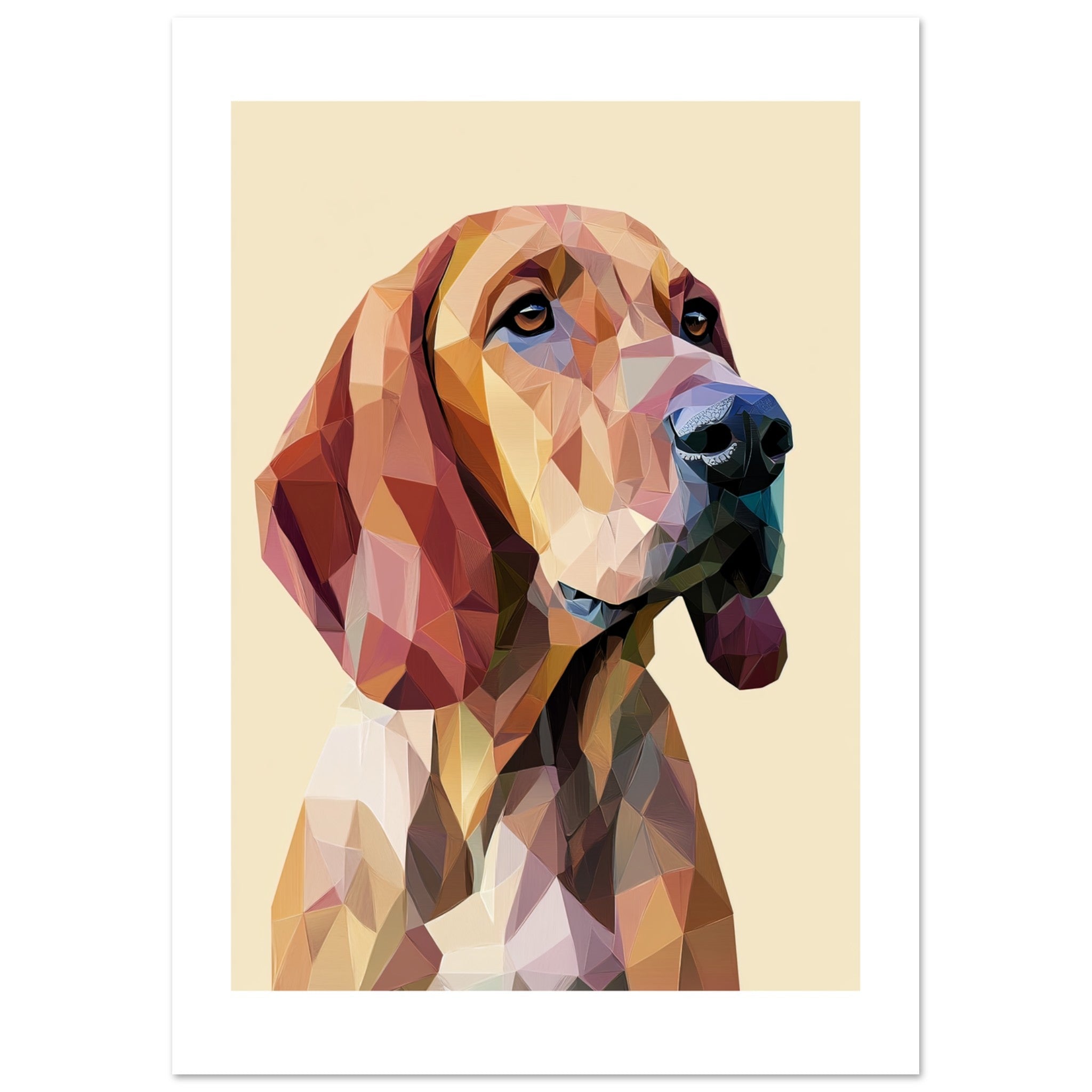 Bloodhound Dog Illustrated with Colorful Triangles 2