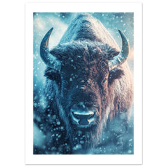 Bison portrait in a snowstorm