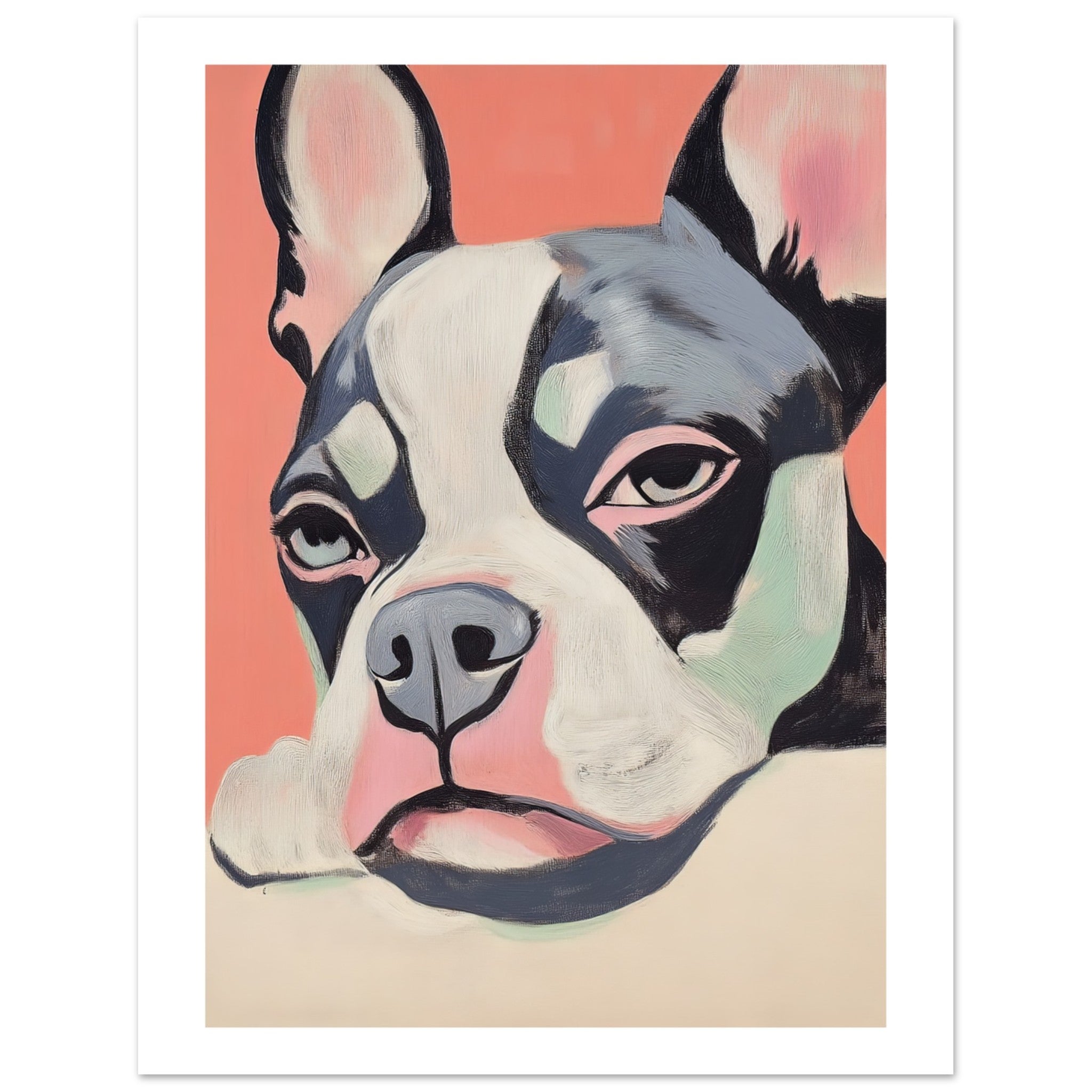 Boston Terrier Dog Relaxing Pastel Colored 1