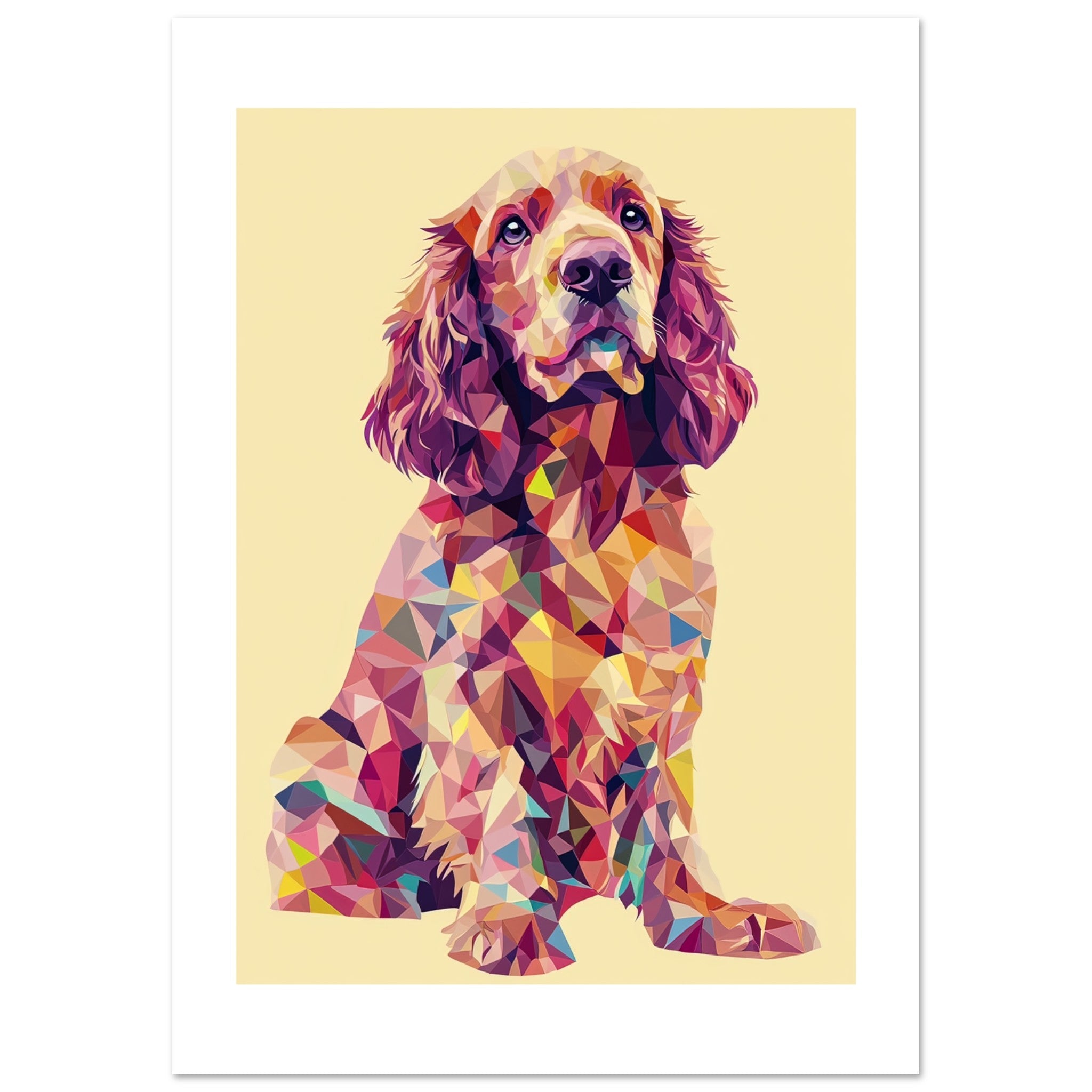 American Water Dog Illustrated with Colorful Triangles 5