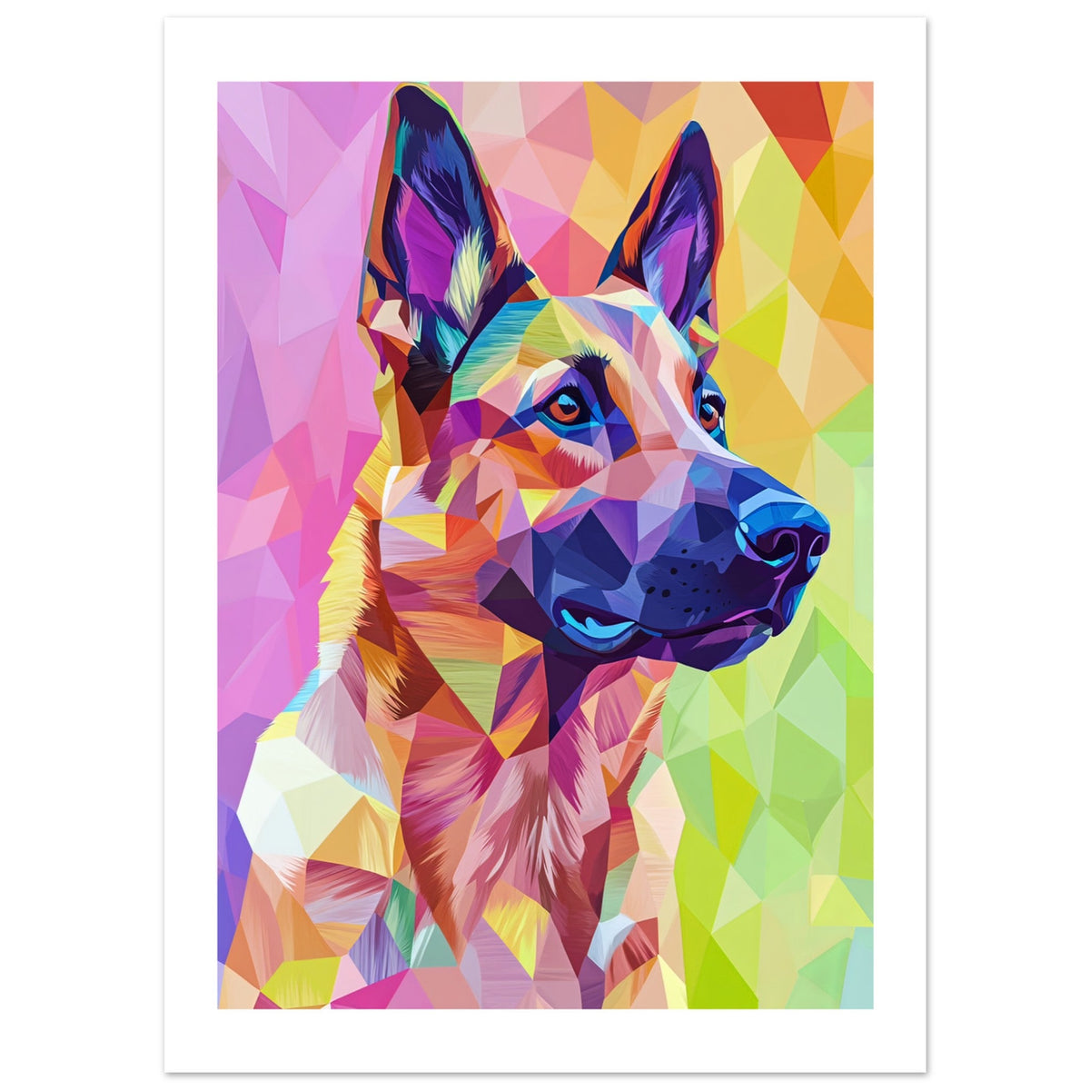 Belgian Malinois Dog Illustrated with Colorful Triangles 1