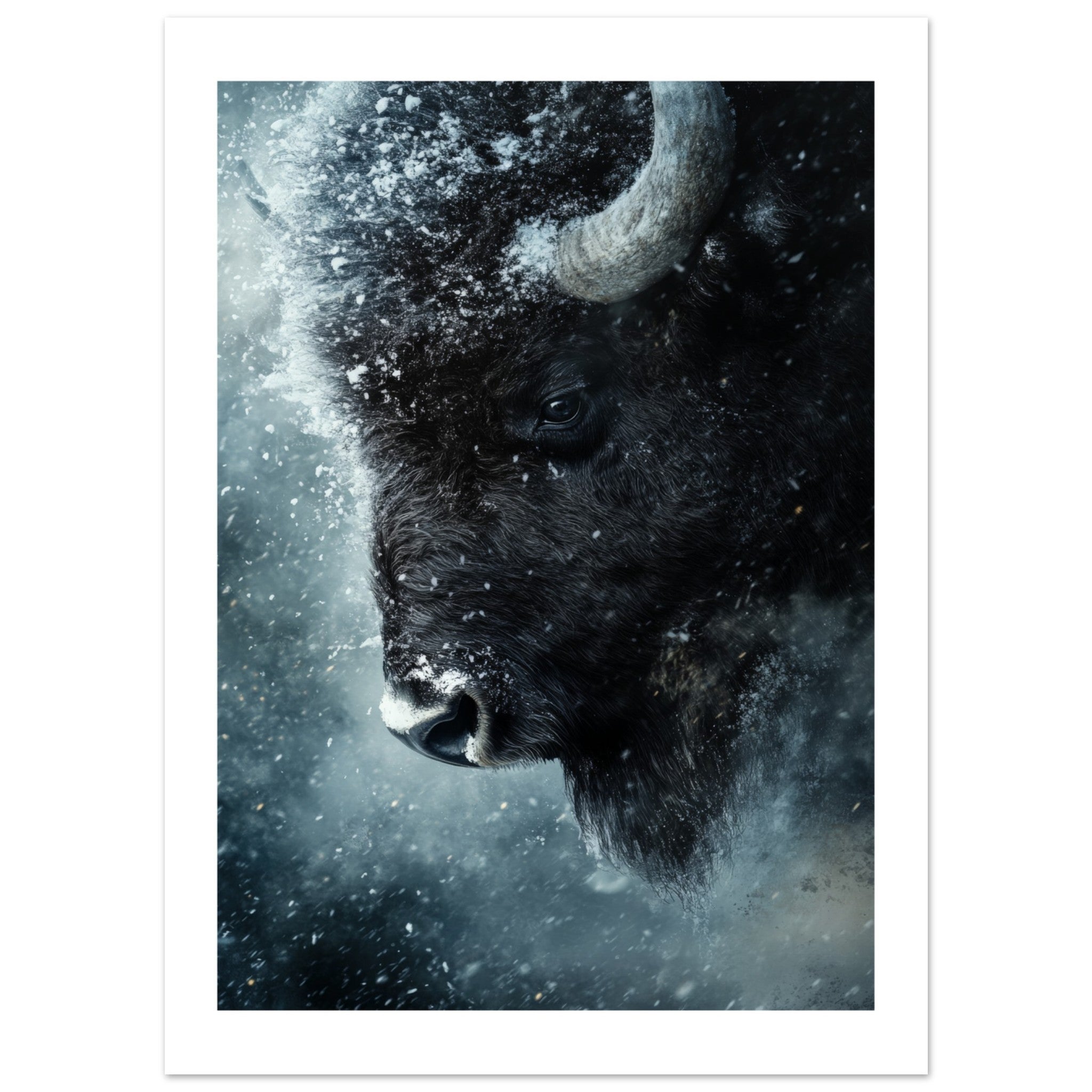 Bison portrait in a snowstorm 2