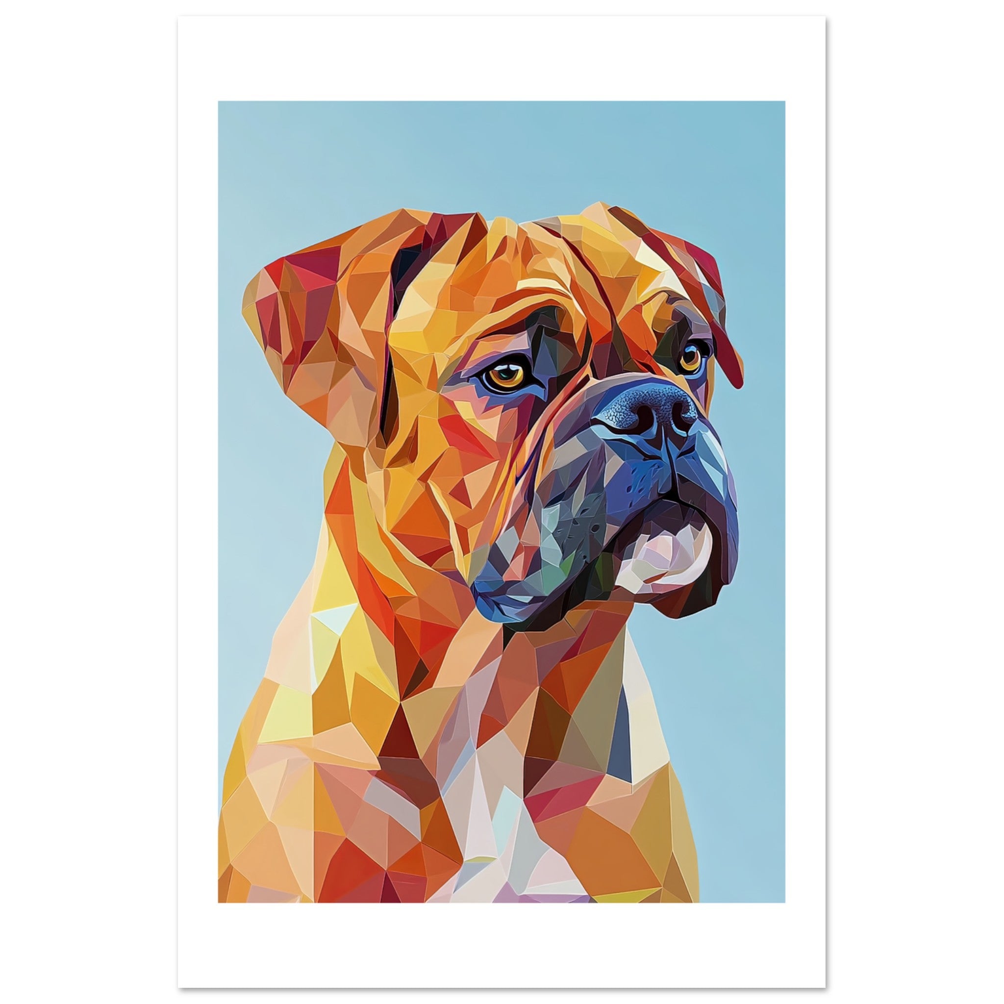 Boerboel Dog Illustrated with Colorful Triangles 3