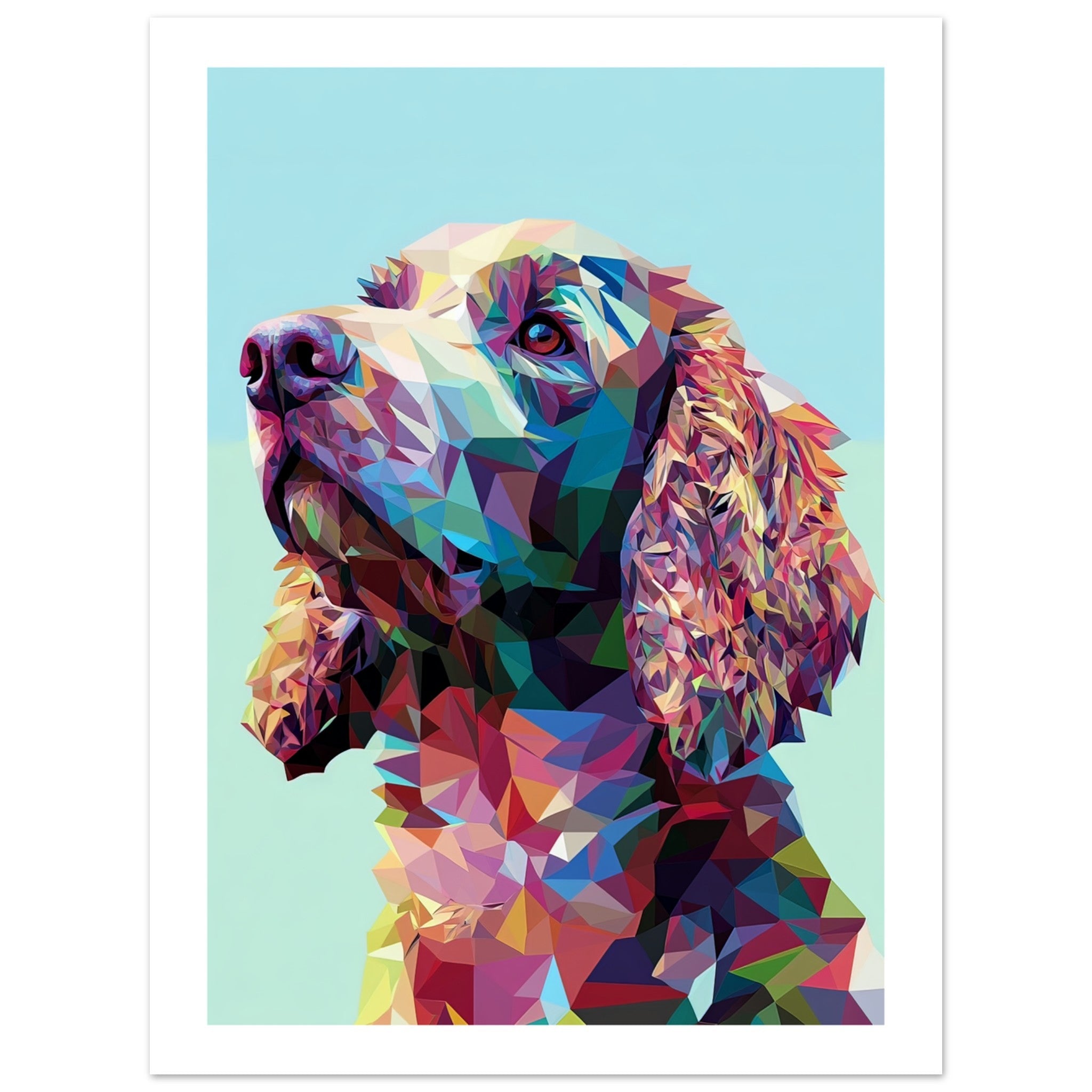 American Water Dog Illustrated with Colorful Triangles 4
