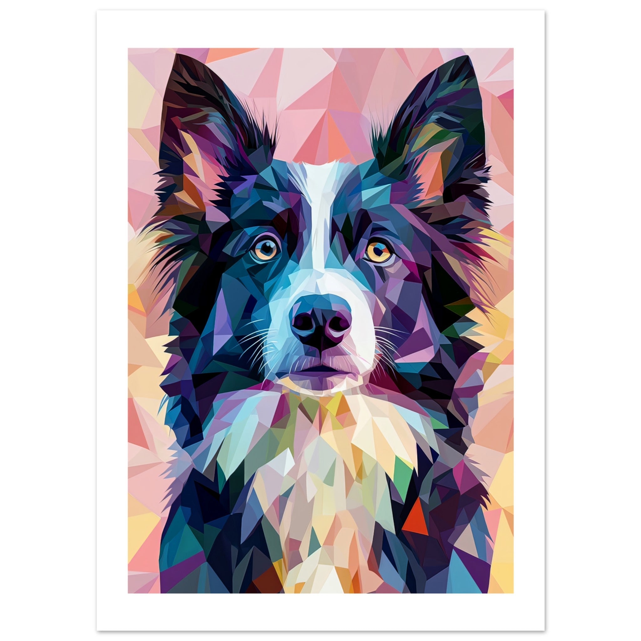 Border Collie Dog Illustrated with Colorful Triangles 3