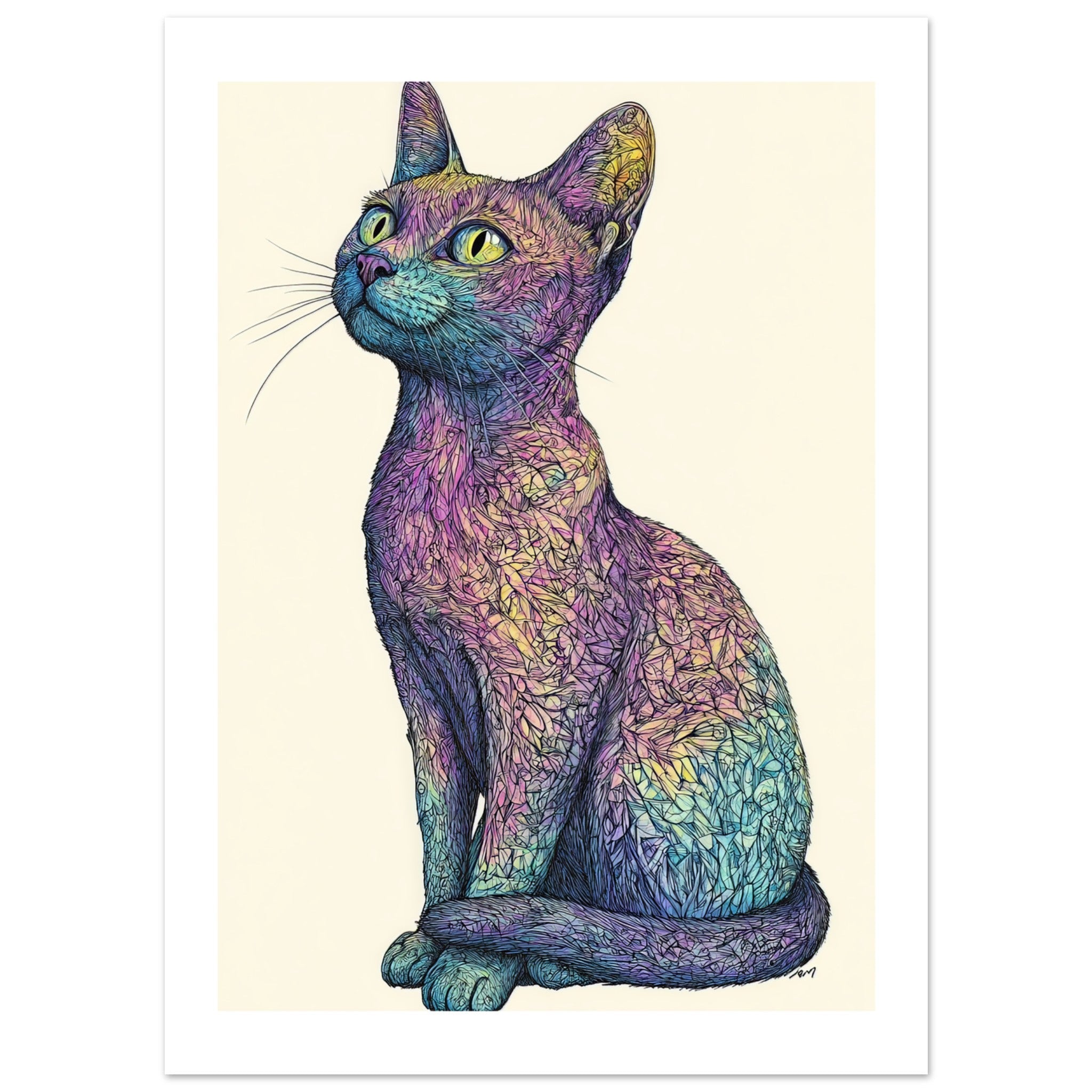 Burmilla Cat Painted With Tone Pen