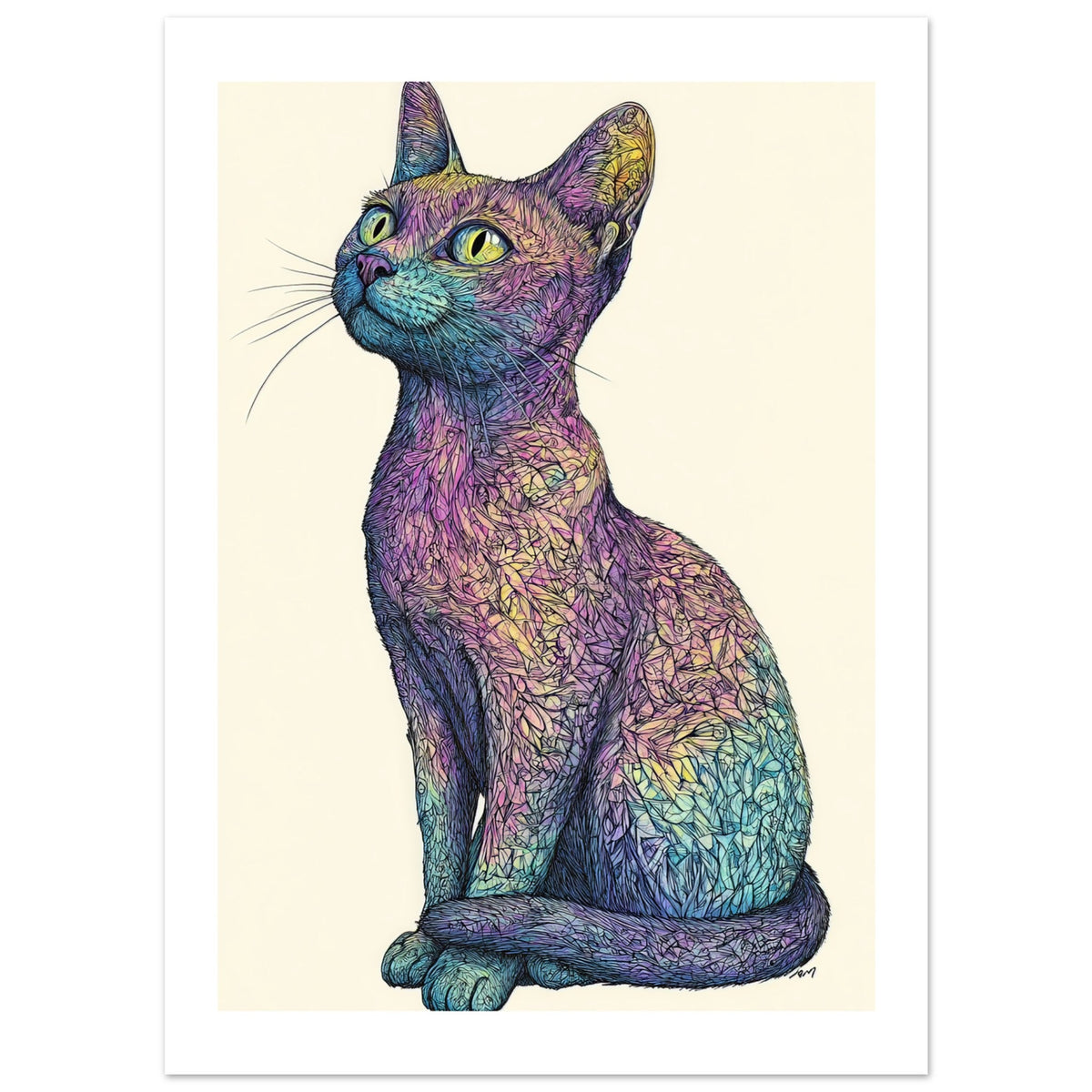 Burmilla Cat Painted With Tone Pen