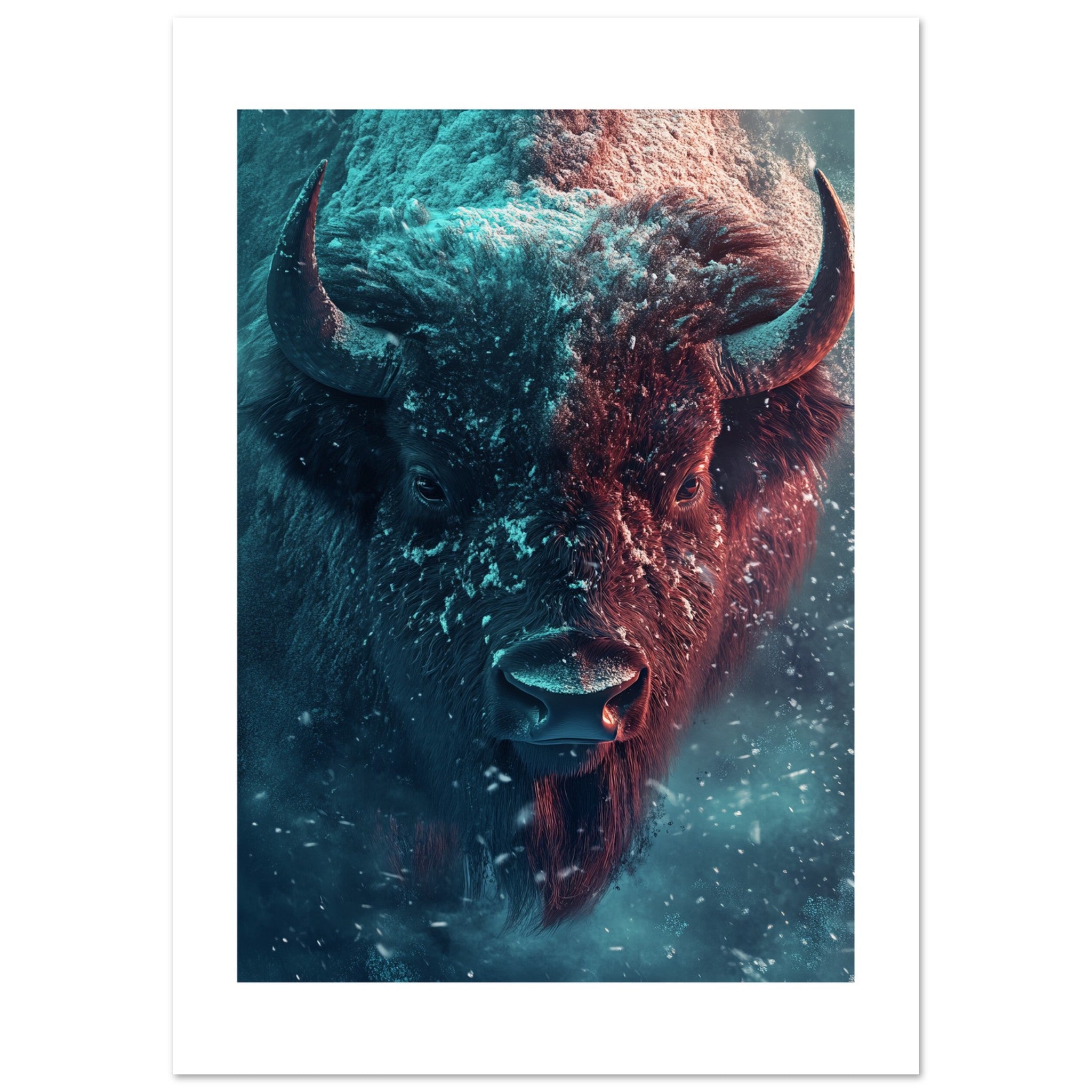 Bison portrait in a snowstorm 1