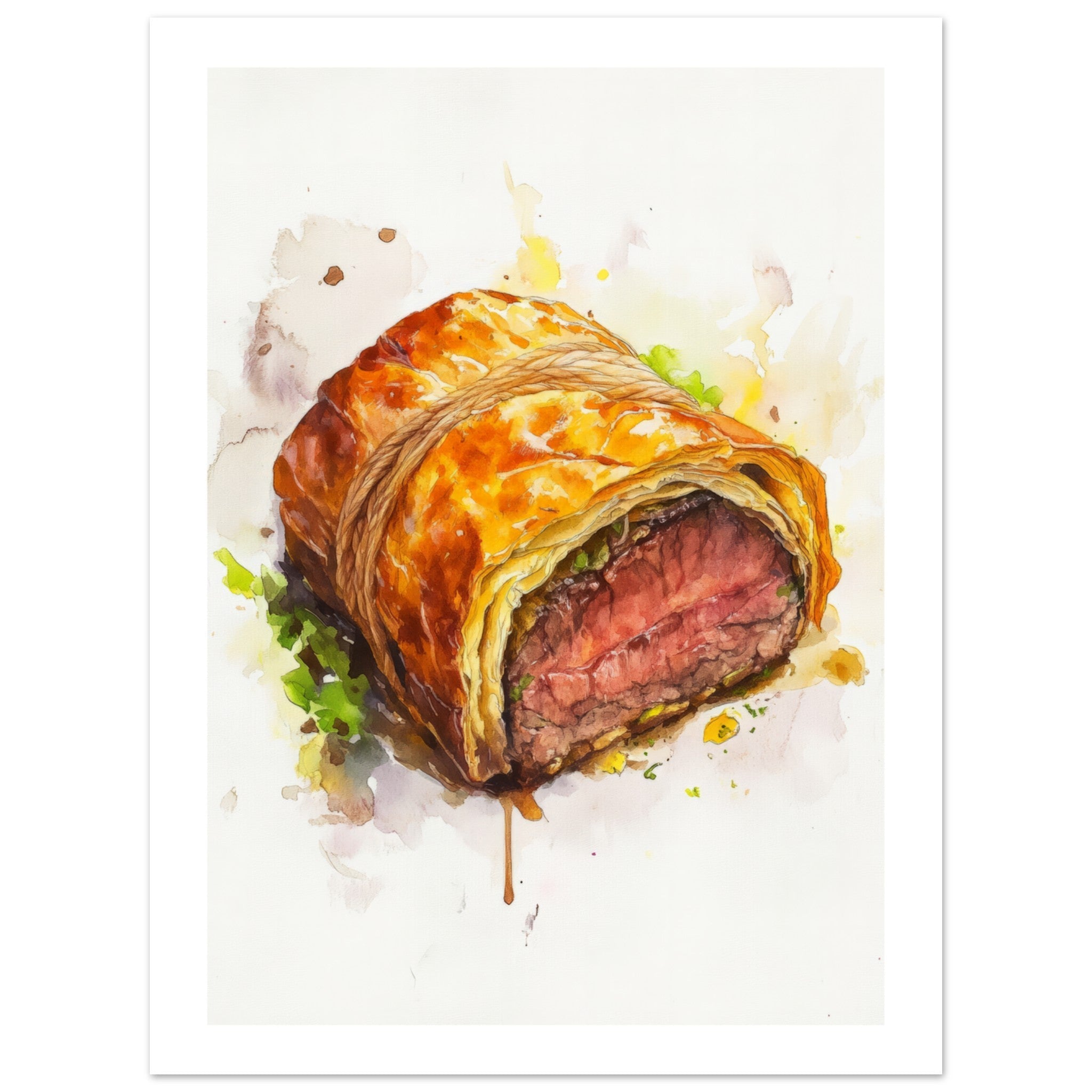 Beef Wellington Watercolor Painting Wall Art 1