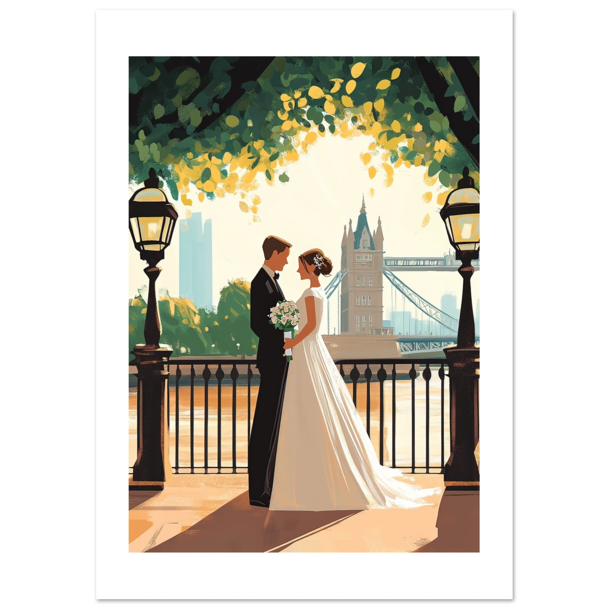A wedding couple infront of the London Bridge