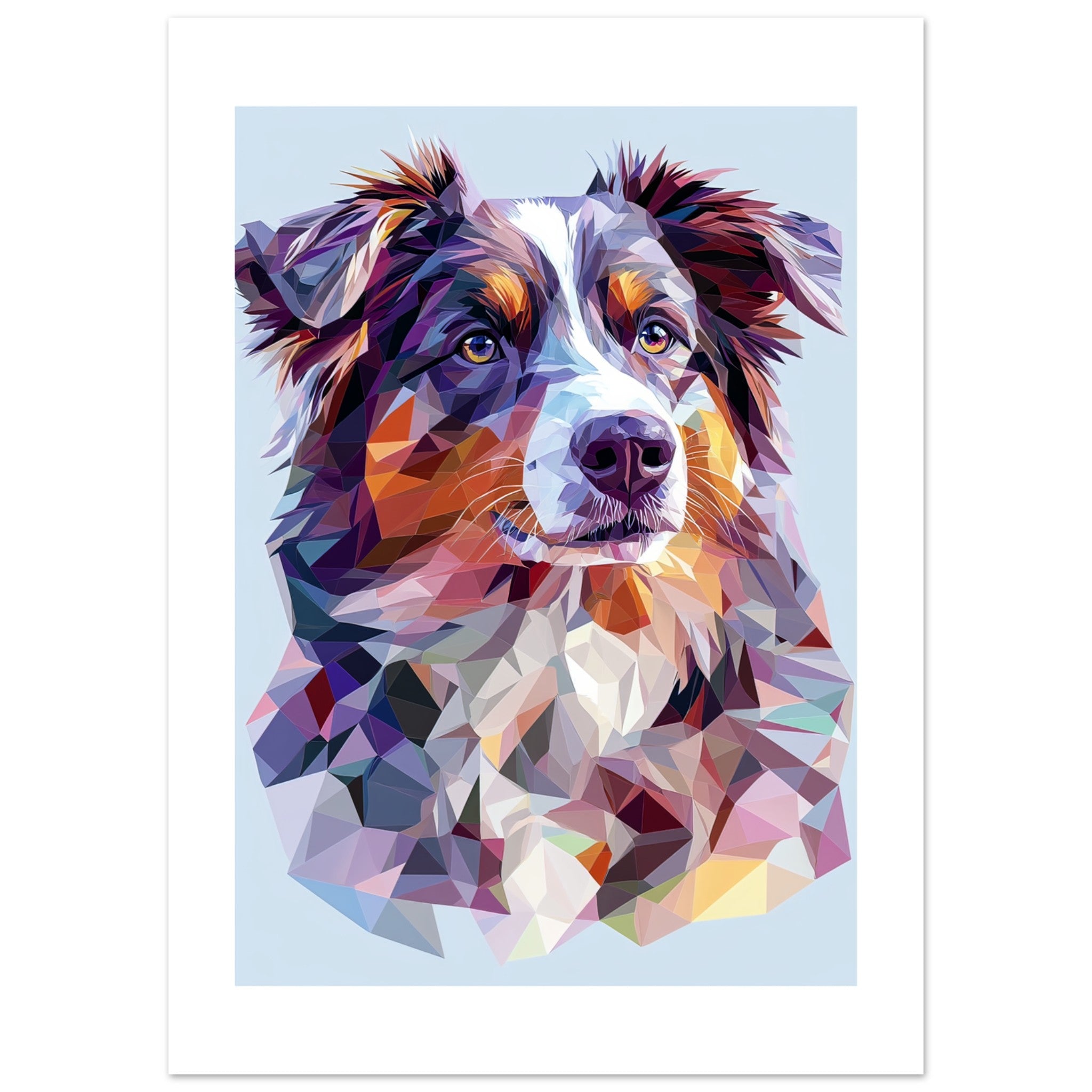 Australian Shepherd Dog Illustrated with Colorful Triangles 1