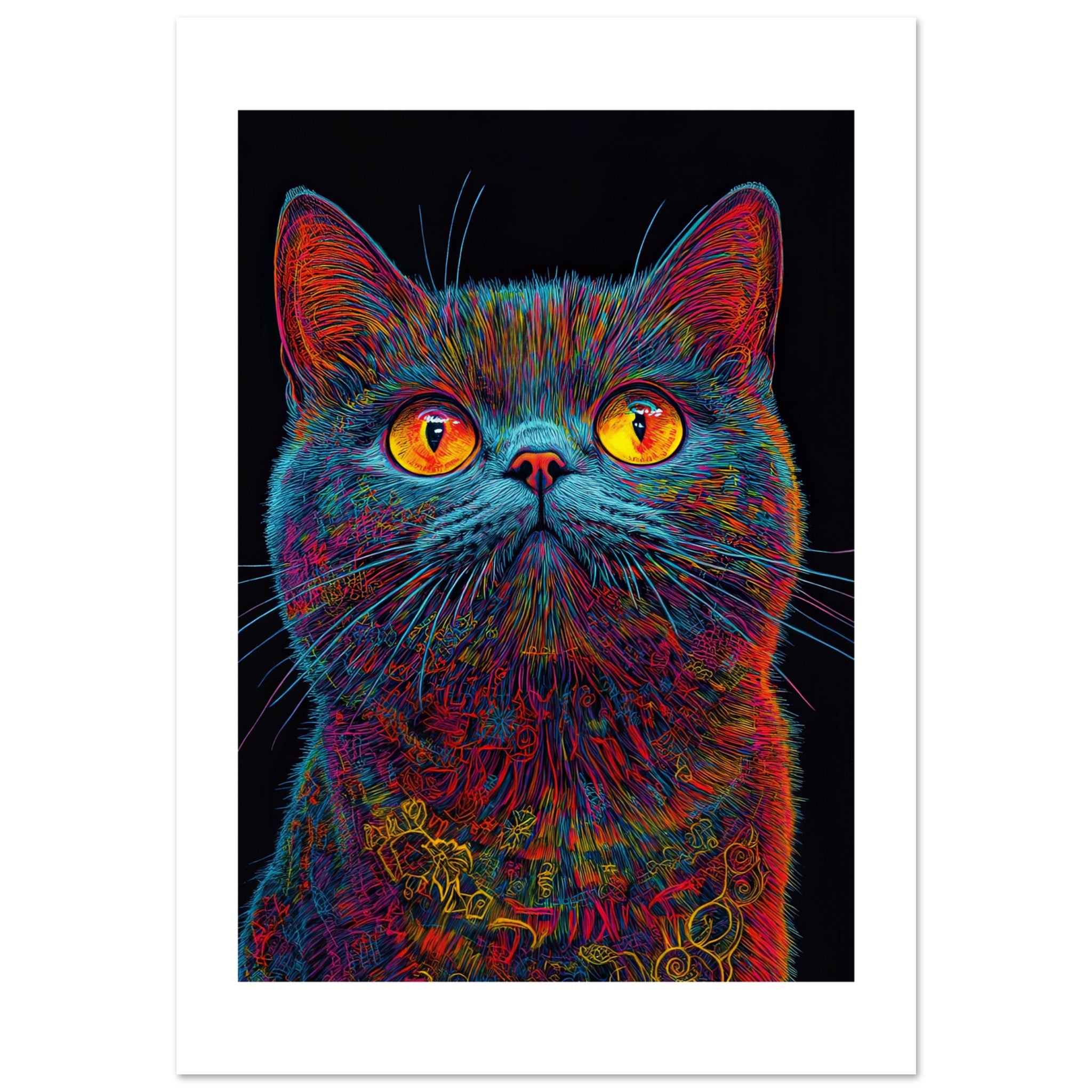 British Shorthair Cat Painted With Tone Pen