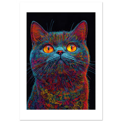 British Shorthair Cat Painted With Tone Pen