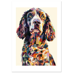American Water Dog Illustrated with Colorful Triangles 1
