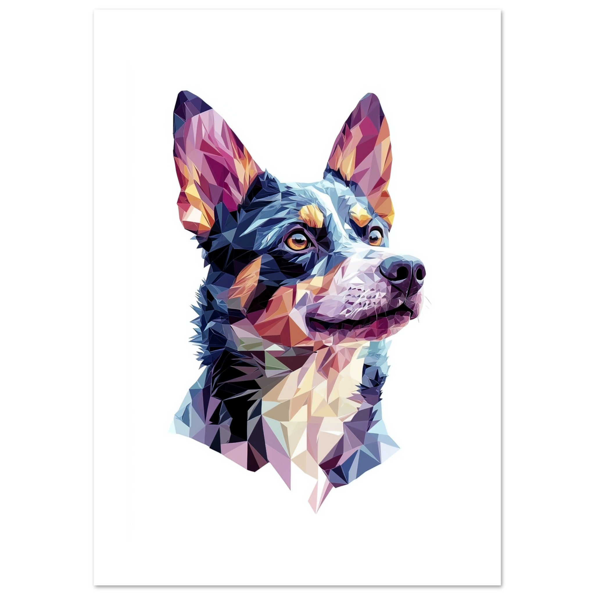 Australian Cattle Dog Illustrated with Colorful Triangles