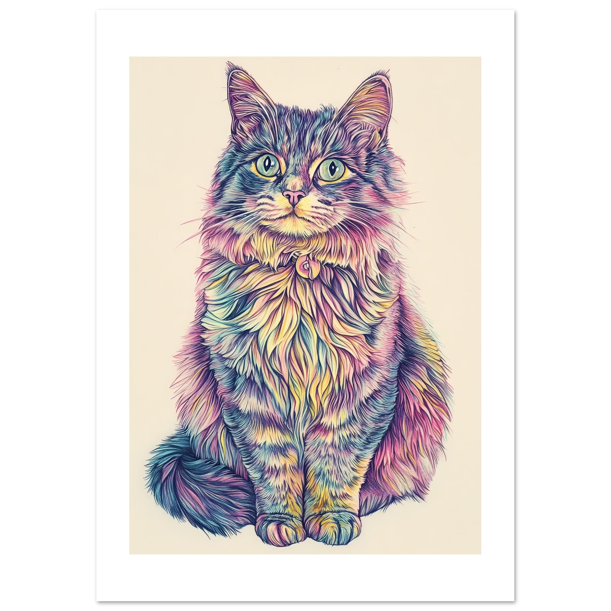 American Bobtail Cat Painted With Tone Pen