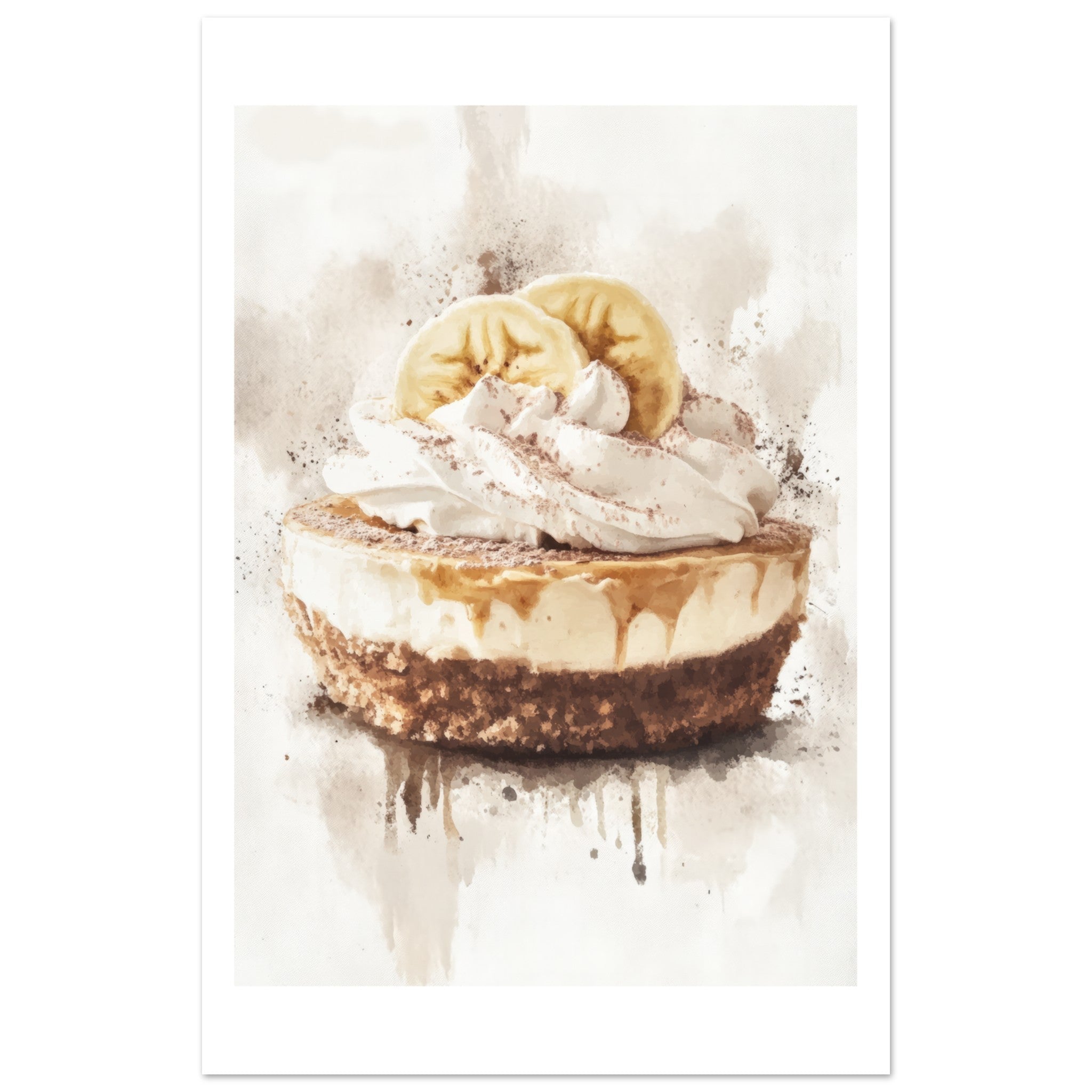 Banoffee Pie Watercolor Painting Wall Art 1
