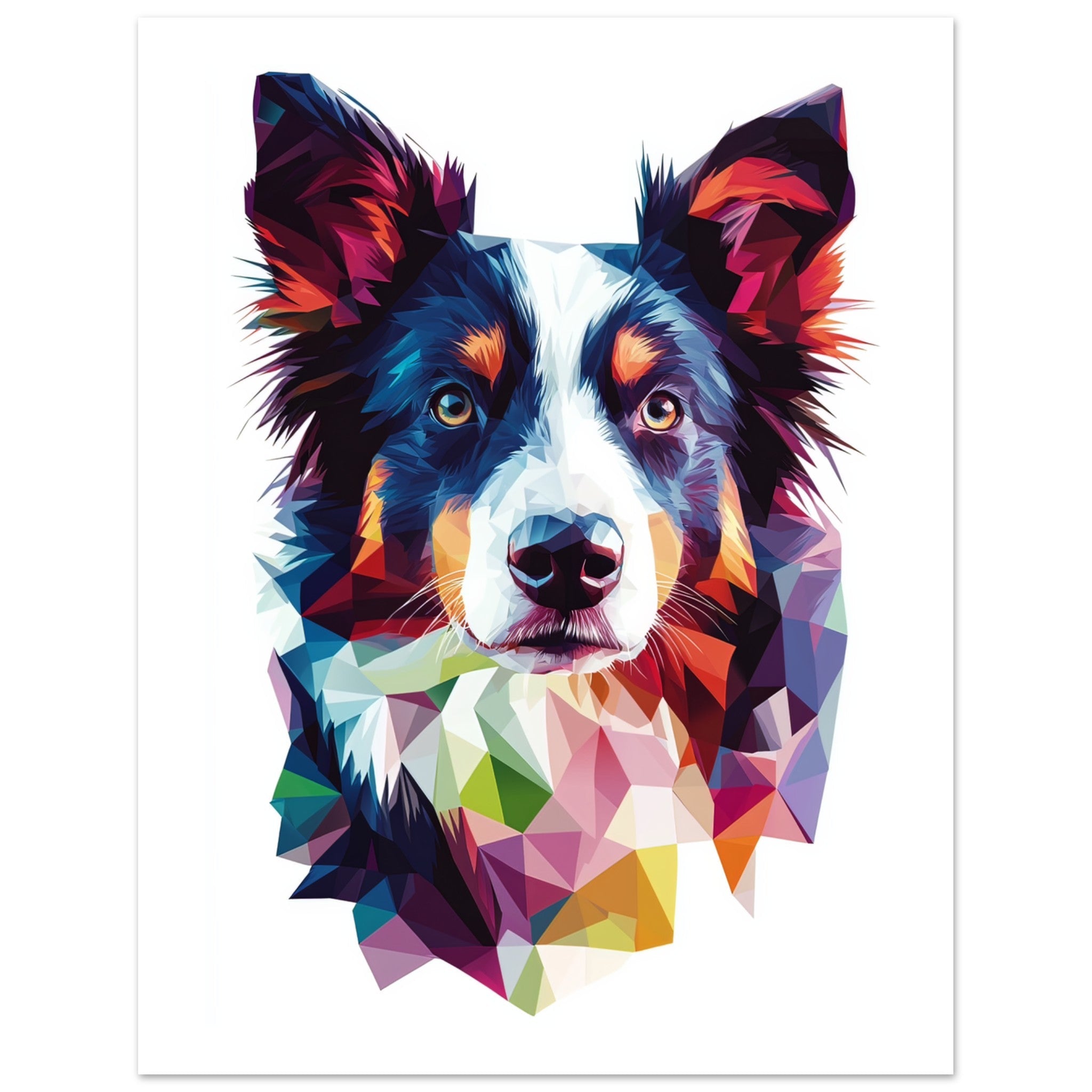 Border Collie Dog Illustrated with Colorful Triangles 2