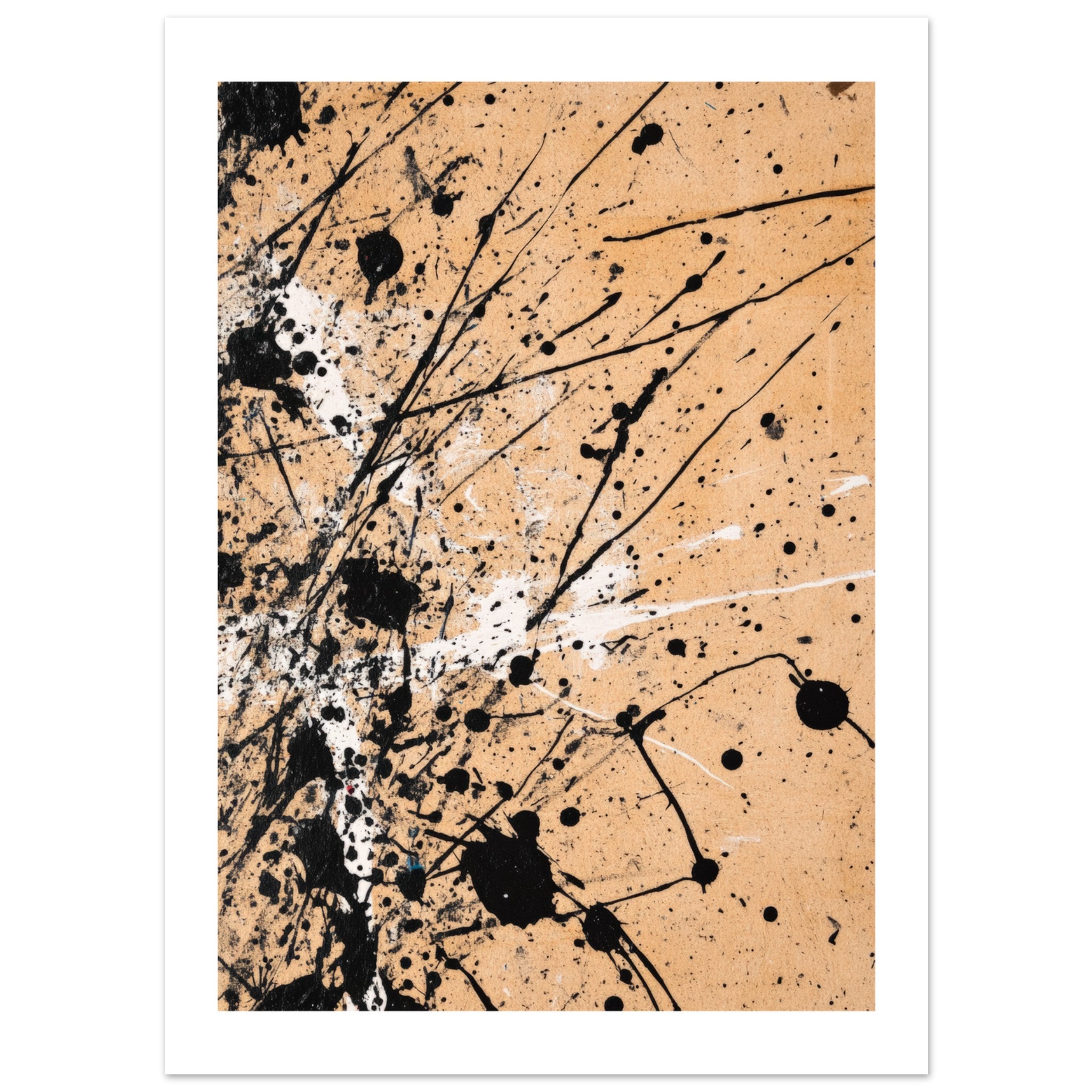 Black and white splashes on beige background 3