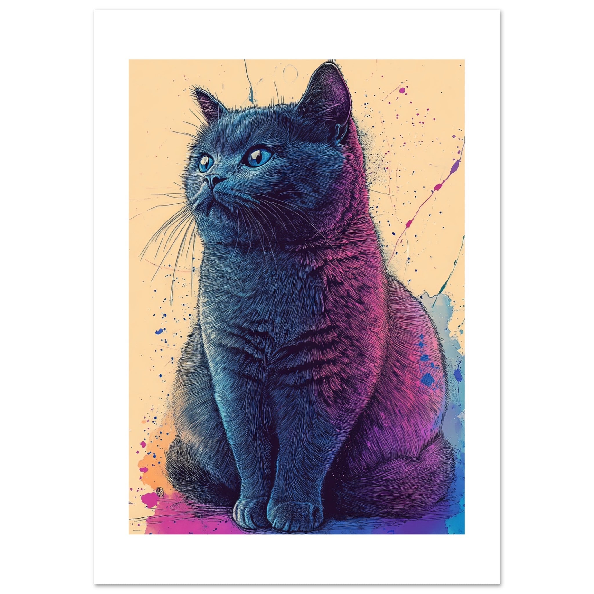 British Shorthair Cat Painted With Tone Pen 3