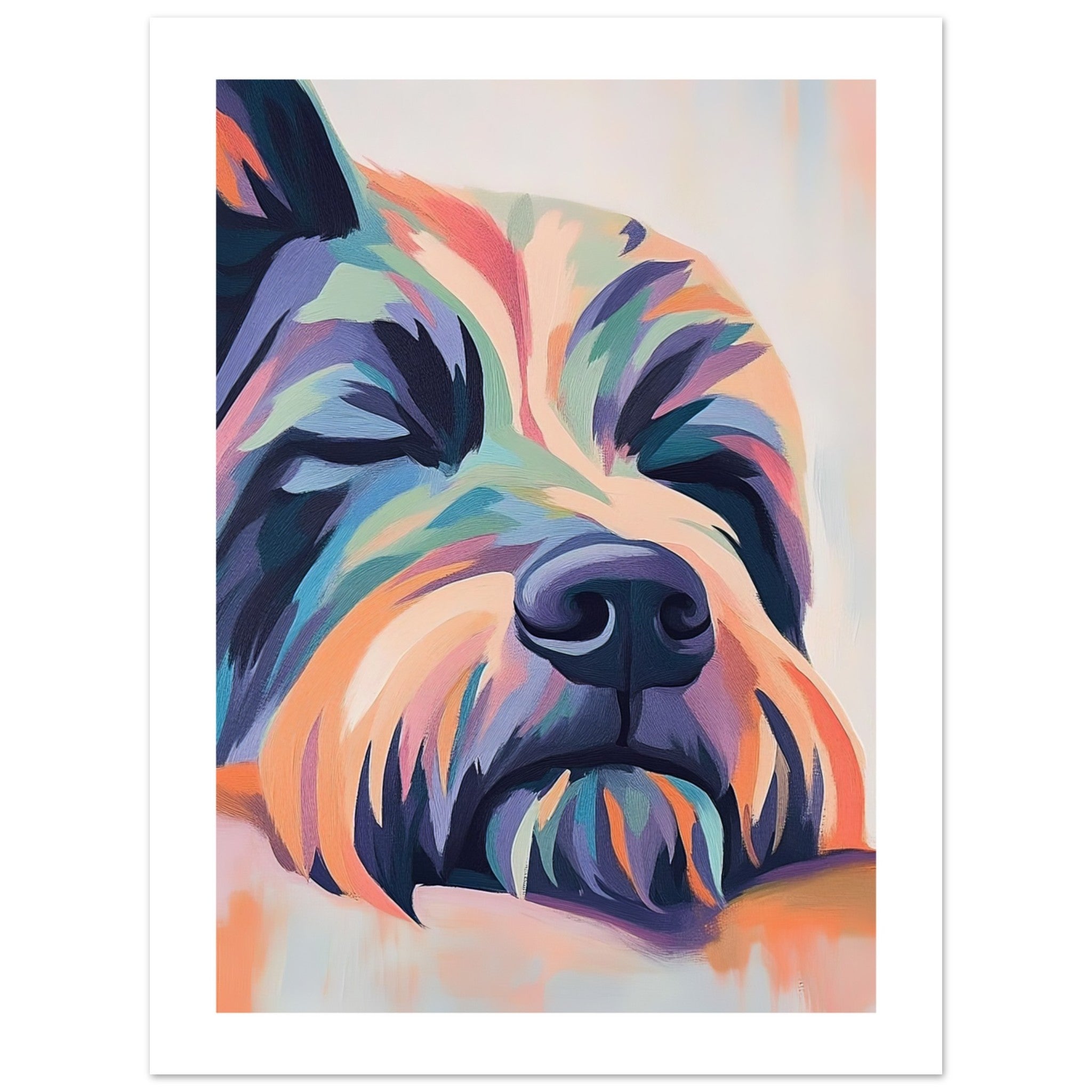 Briard Dog Relaxing Pastel Colored